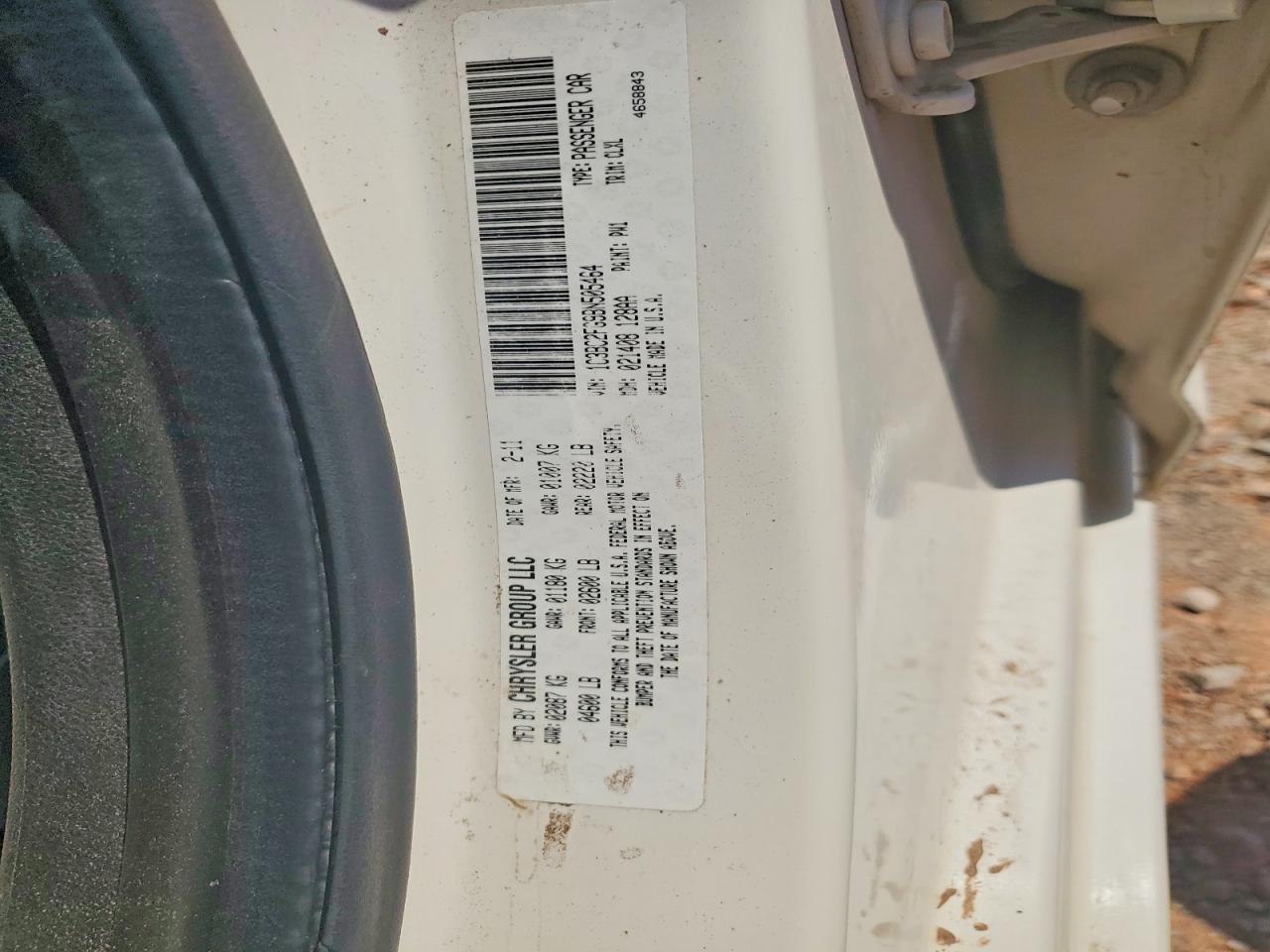 2011 Chrysler 200 White vin: 1C3BC2FG9BN505464