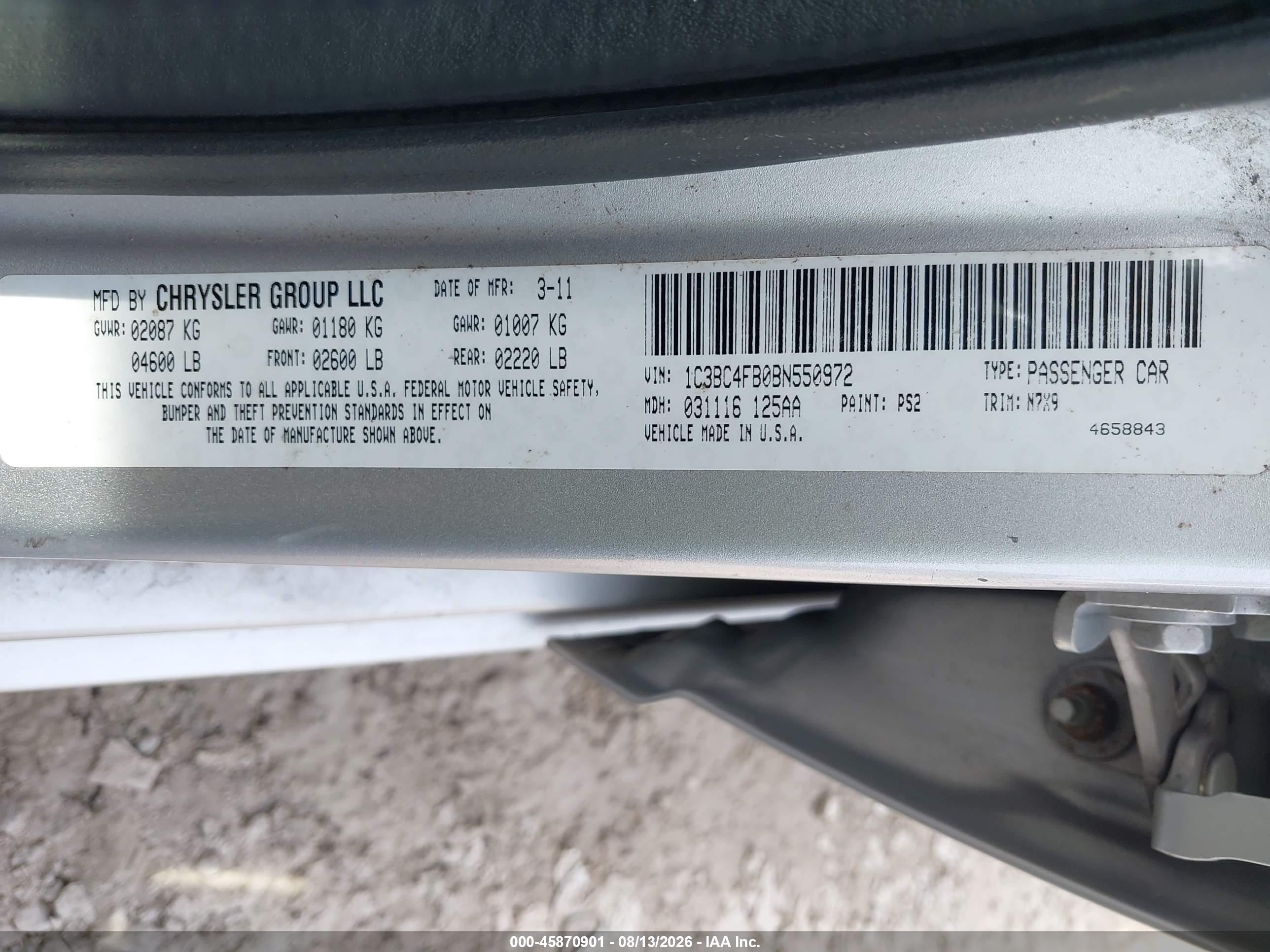 2011 Chrysler 200 Lx Silver vin: 1C3BC4FB0BN550972