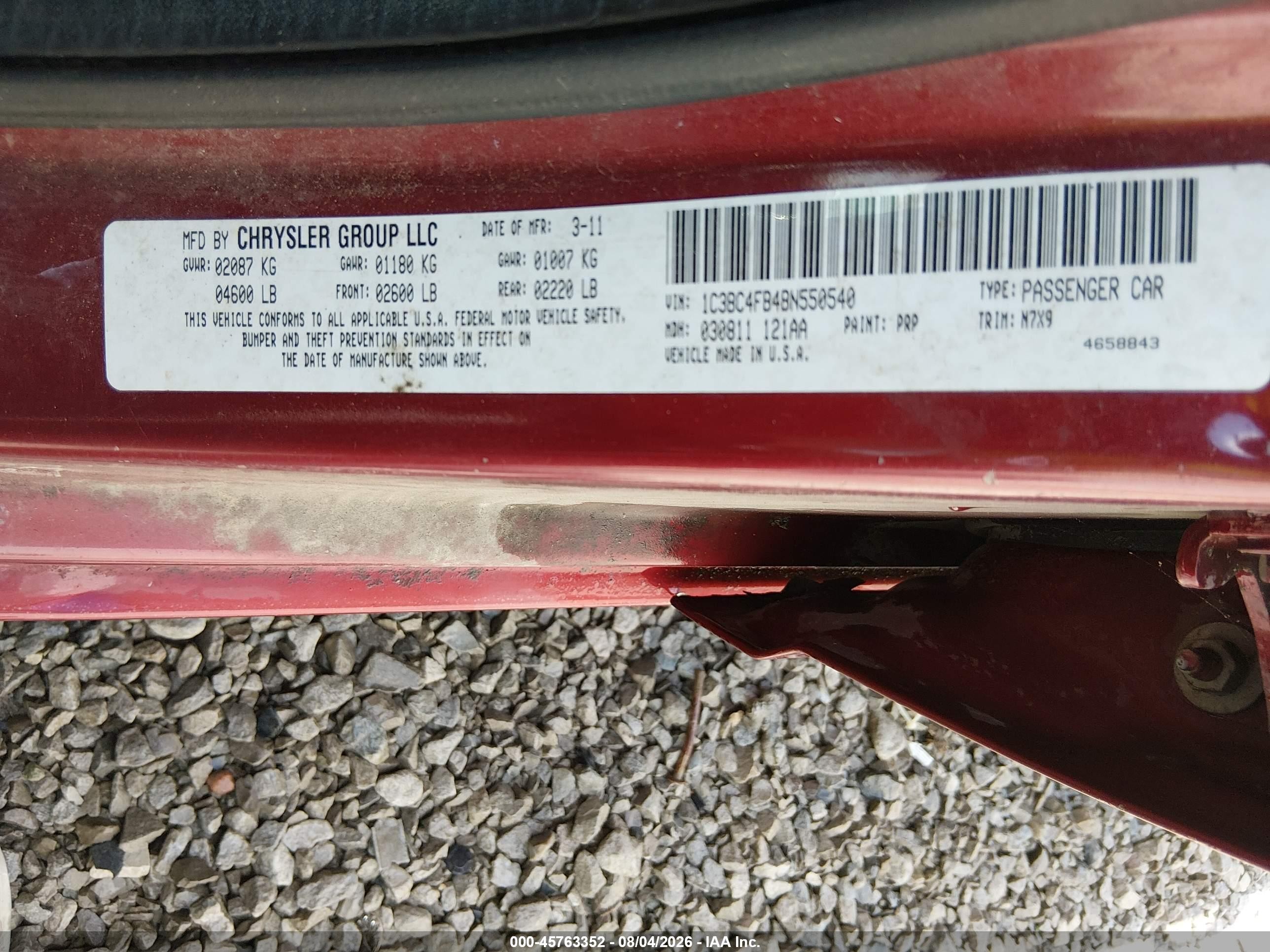 2011 Chrysler 200 Lx Red vin: 1C3BC4FB4BN550540