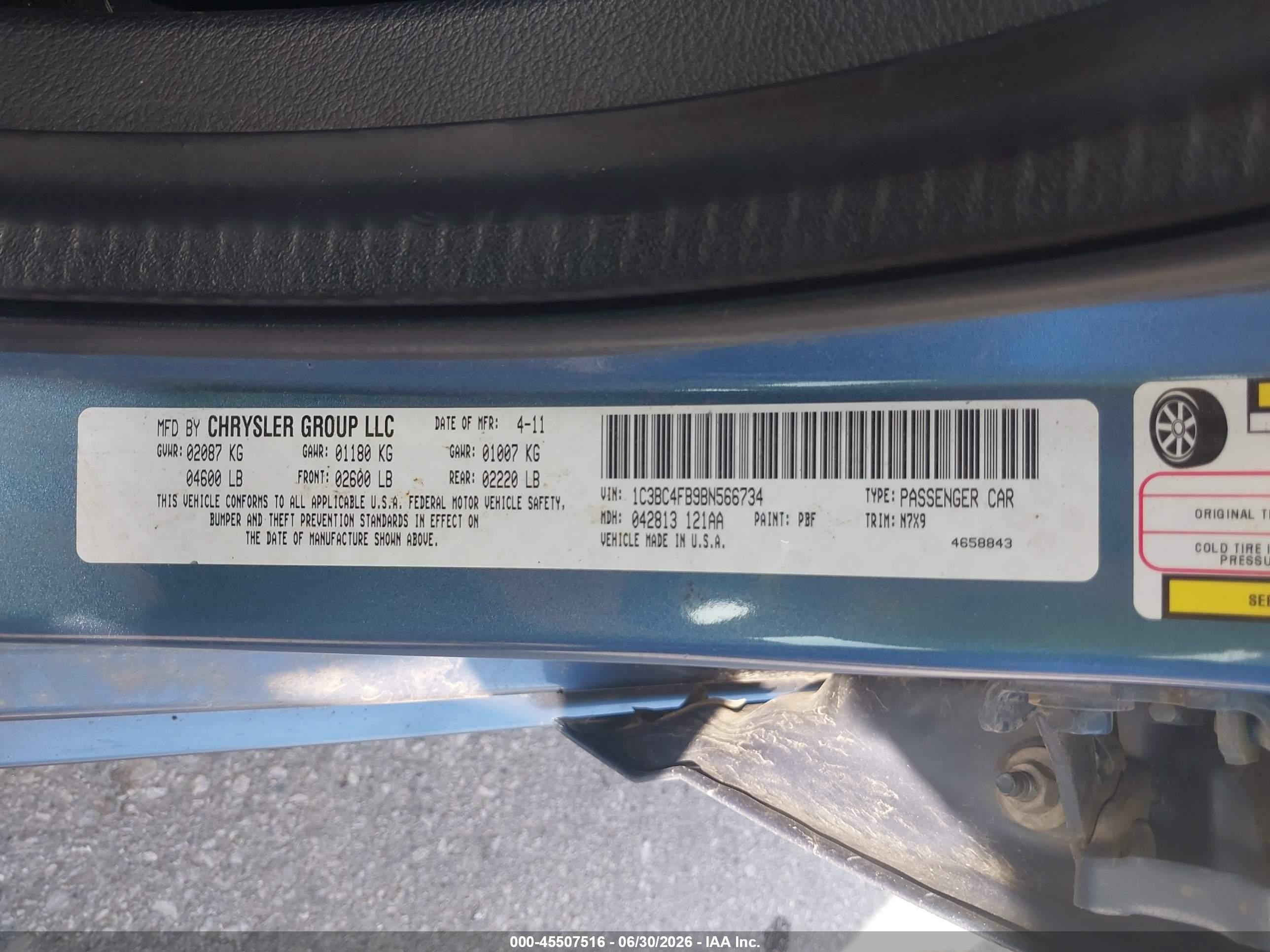 2011 Chrysler 200 Lx Blue vin: 1C3BC4FB9BN566734