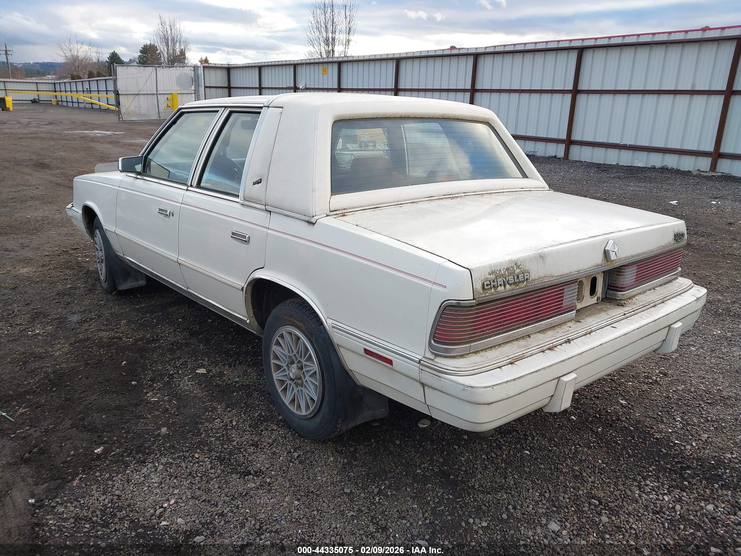 1987 Chrysler Lebaron   Белый vin: 1C3BC56K3HF309657