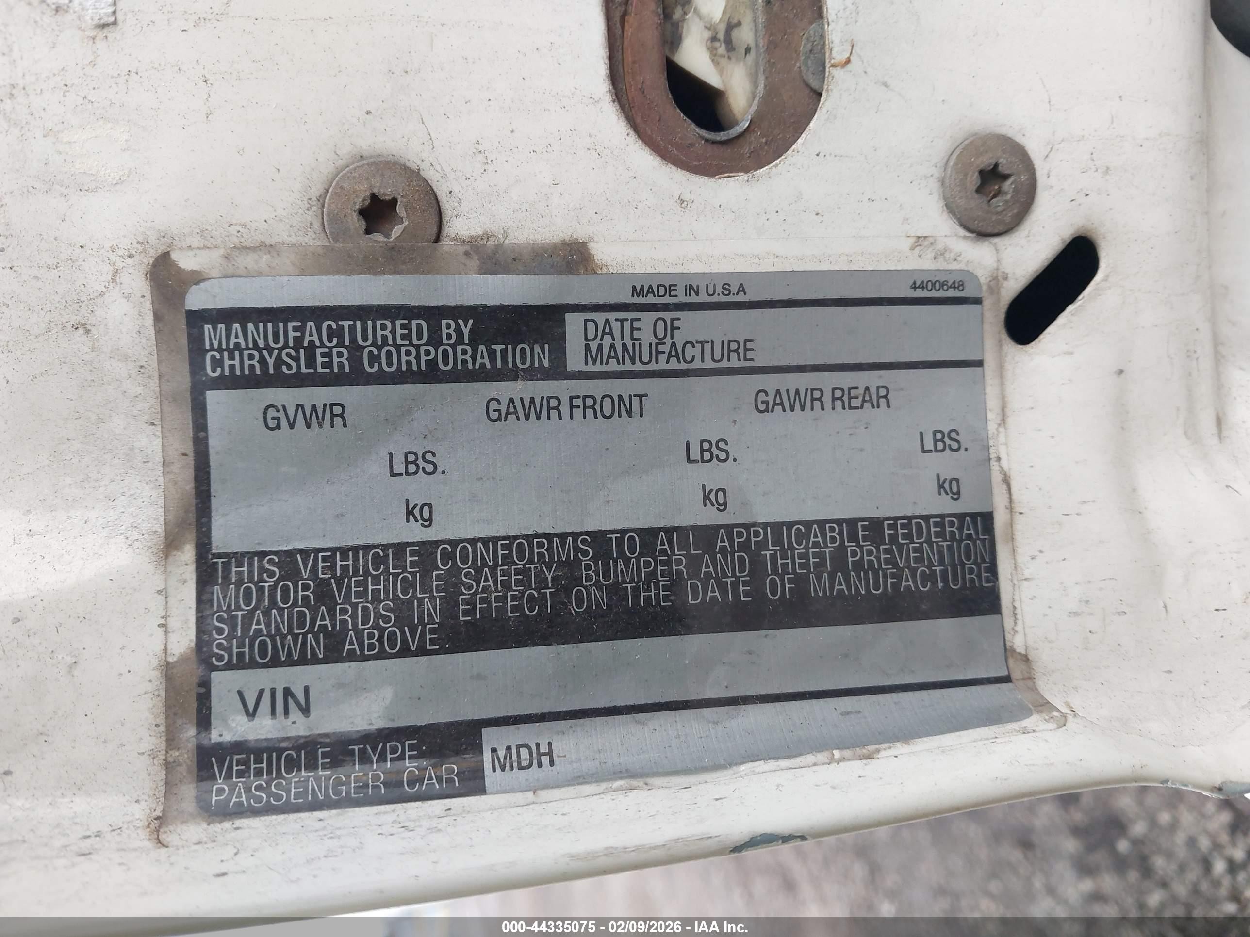 1987 Chrysler Lebaron   Белый vin: 1C3BC56K3HF309657
