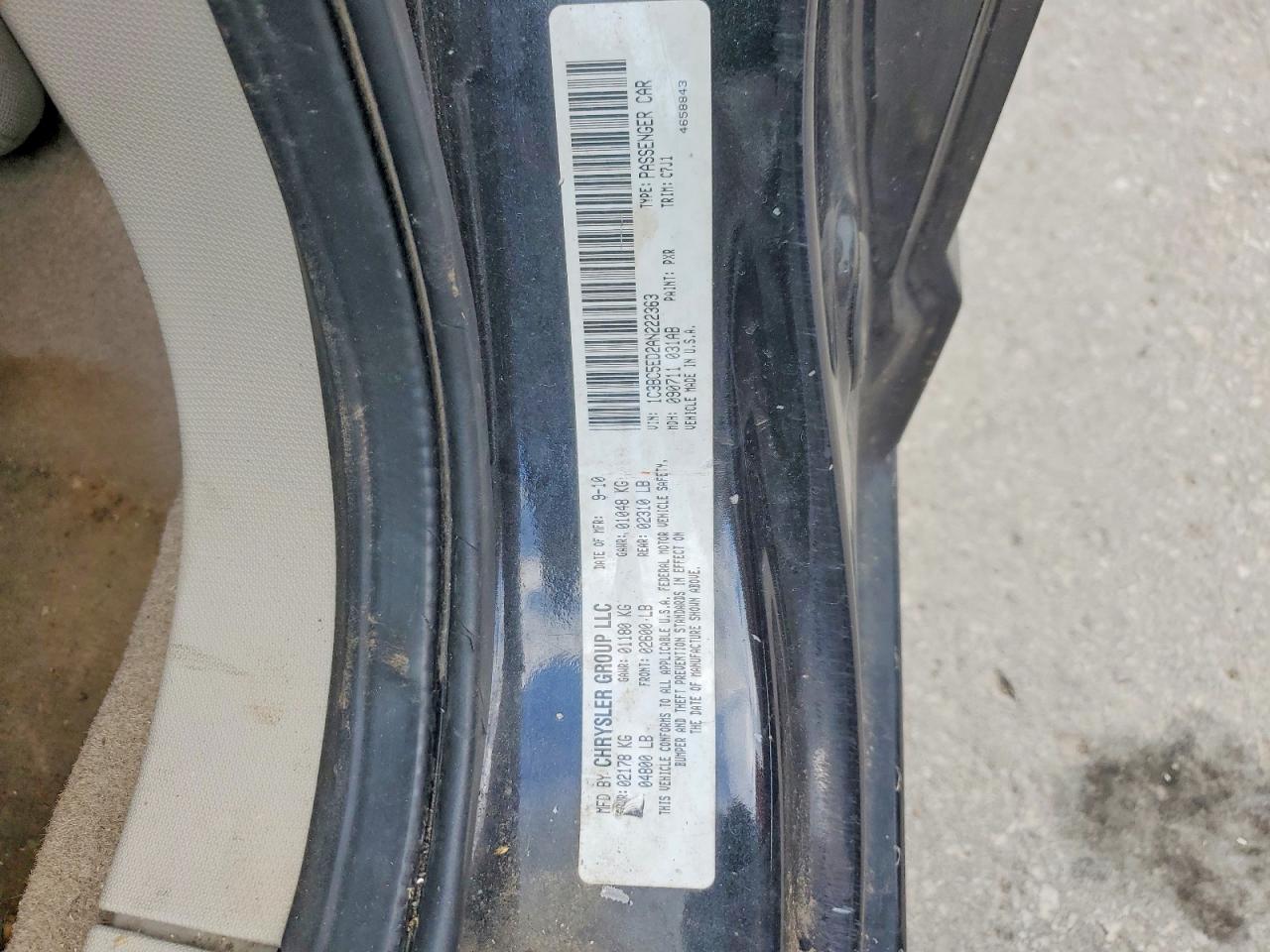 2010 Chrysler Sebring Touring Black vin: 1C3BC5ED2AN222363