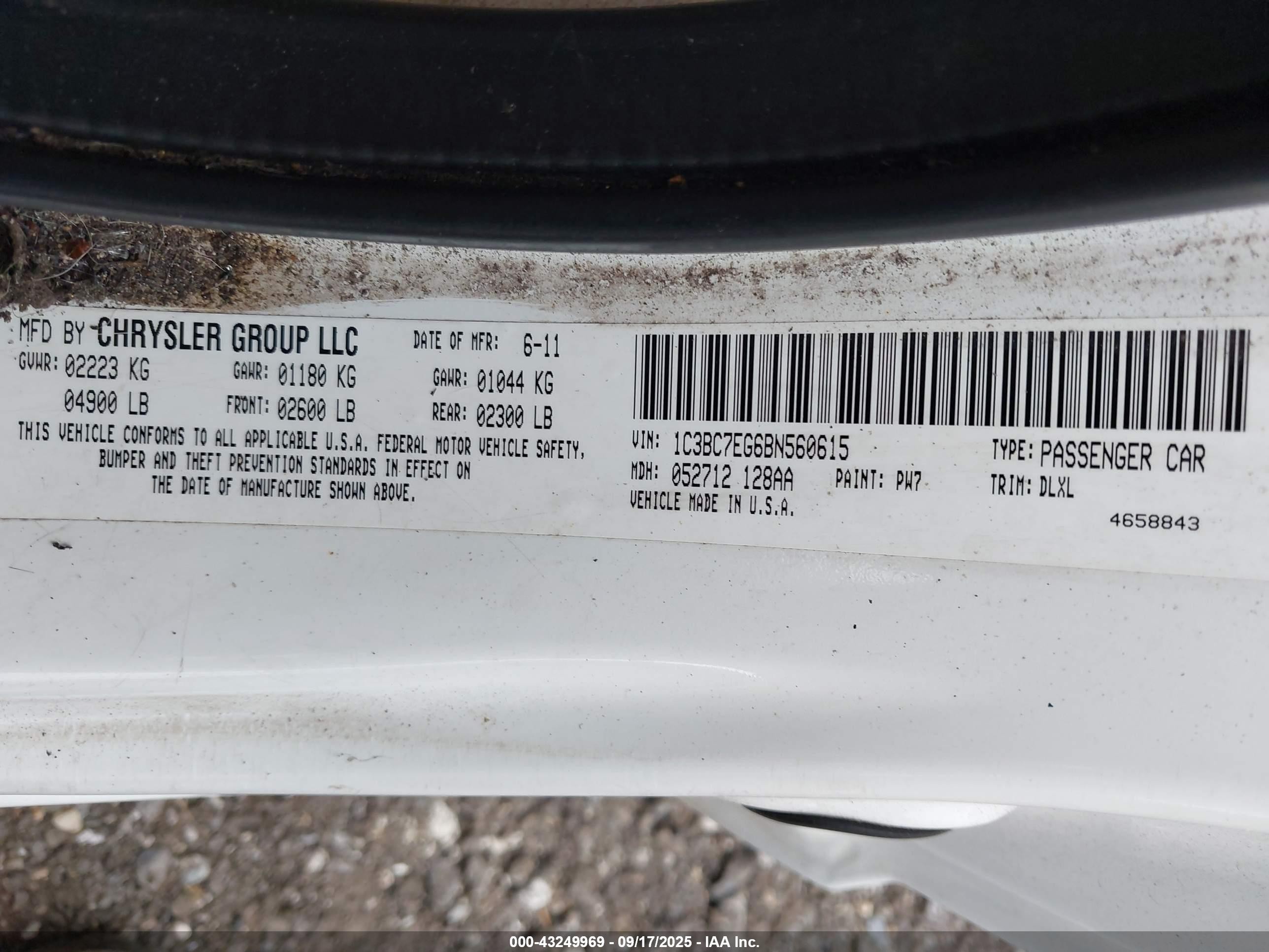 2011 Chrysler 200 Limited White vin: 1C3BC7EG6BN560615