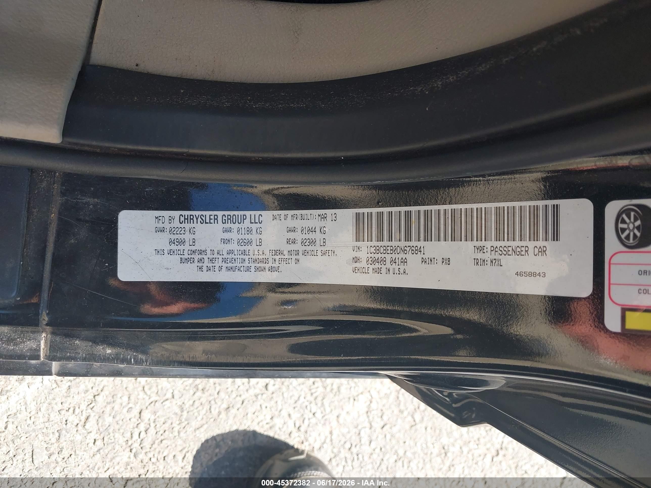2013 Chrysler 200 Touring Black vin: 1C3BCBEB0DN676841