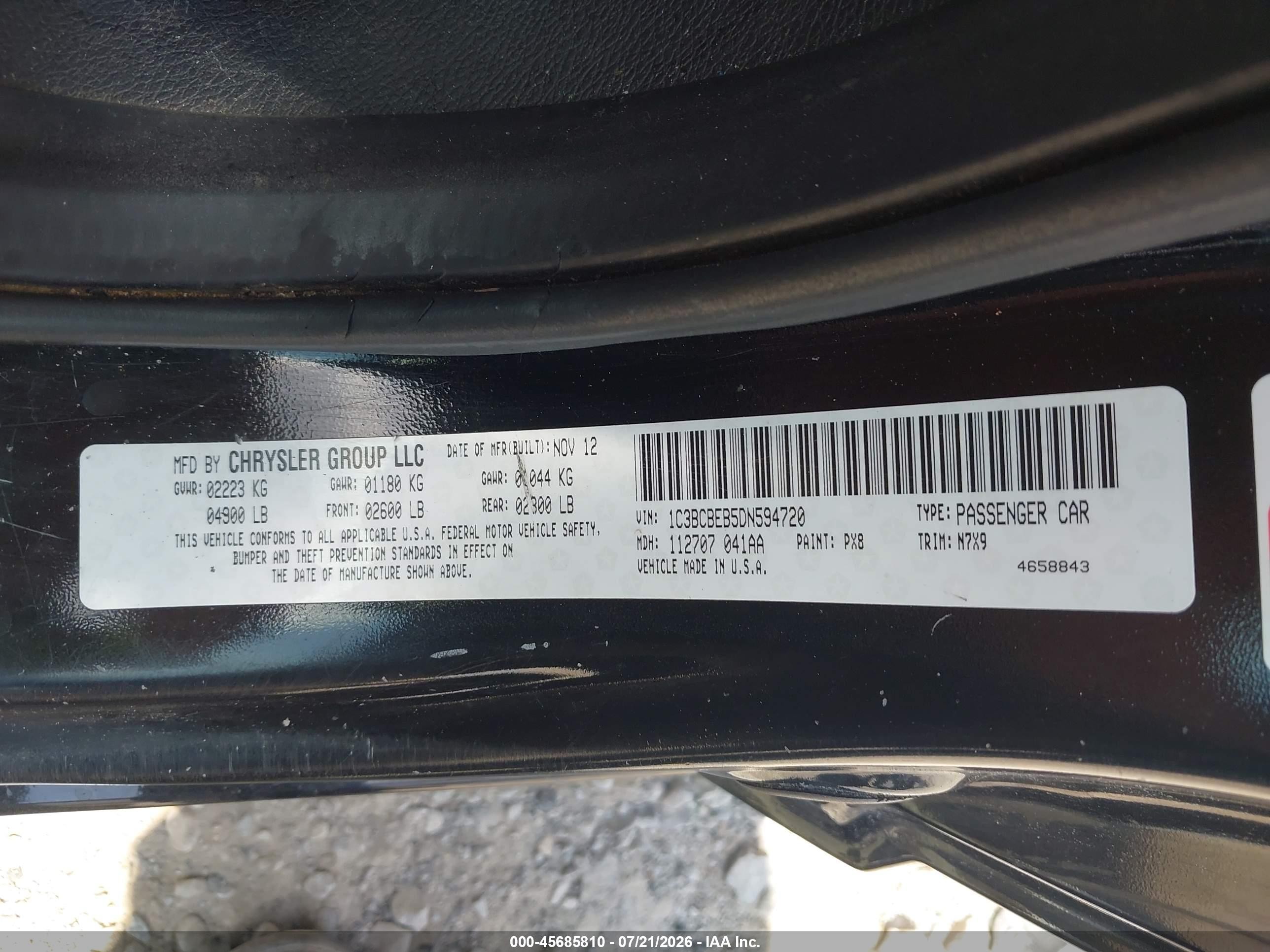 2013 Chrysler 200 Touring Black vin: 1C3BCBEB5DN594720
