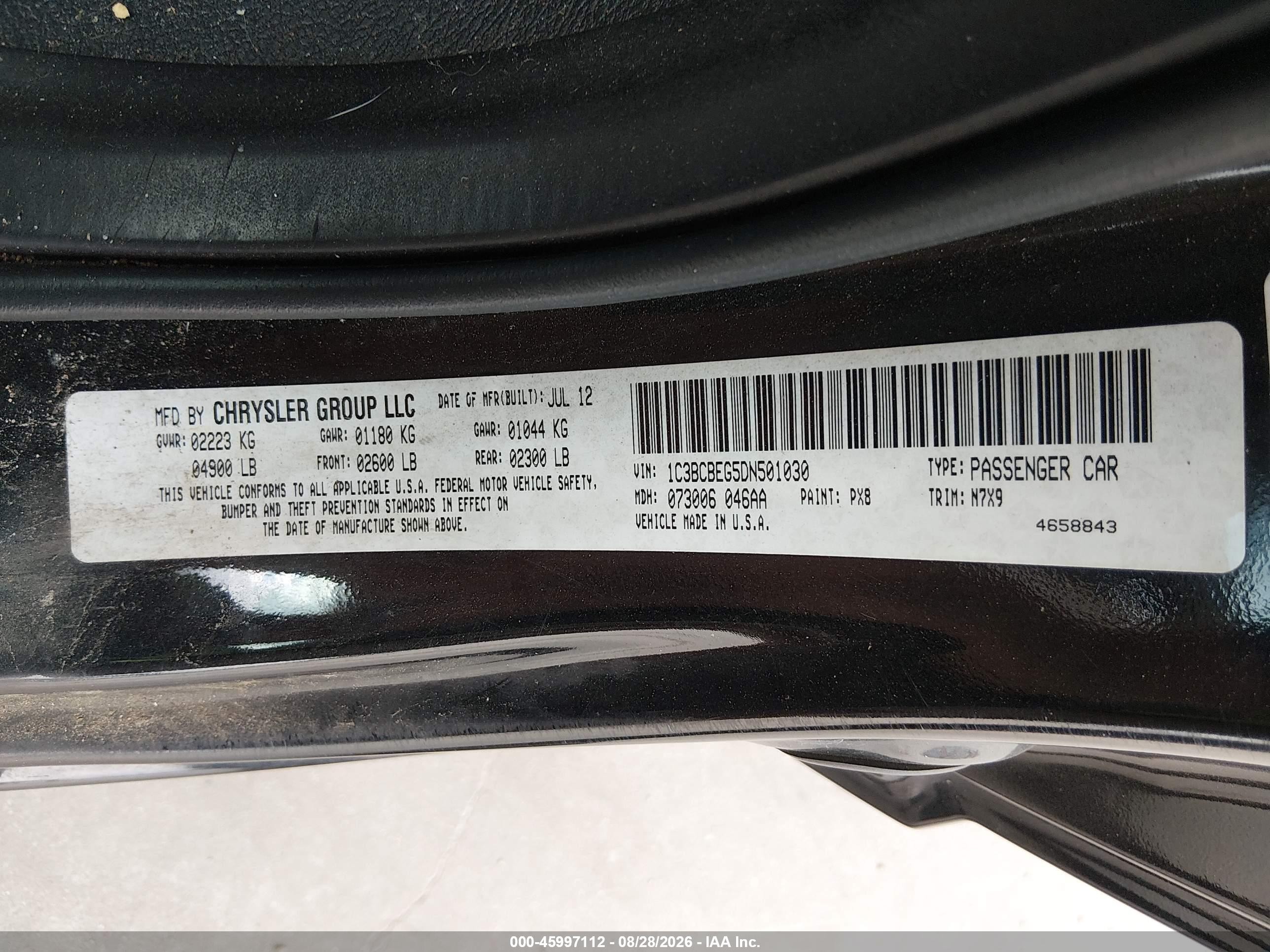 2013 Chrysler 200 Touring Black vin: 1C3BCBEG5DN501030