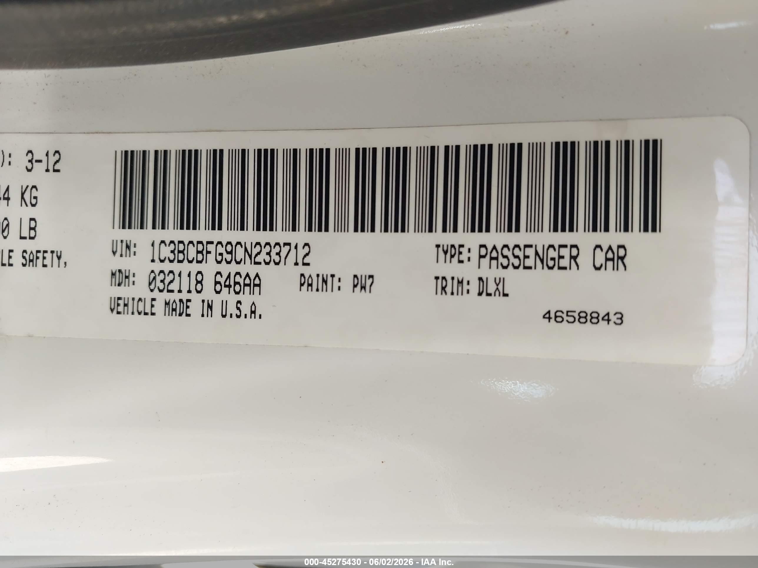 2012 Chrysler 200 Limited Белый vin: 1C3BCBFG9CN233712