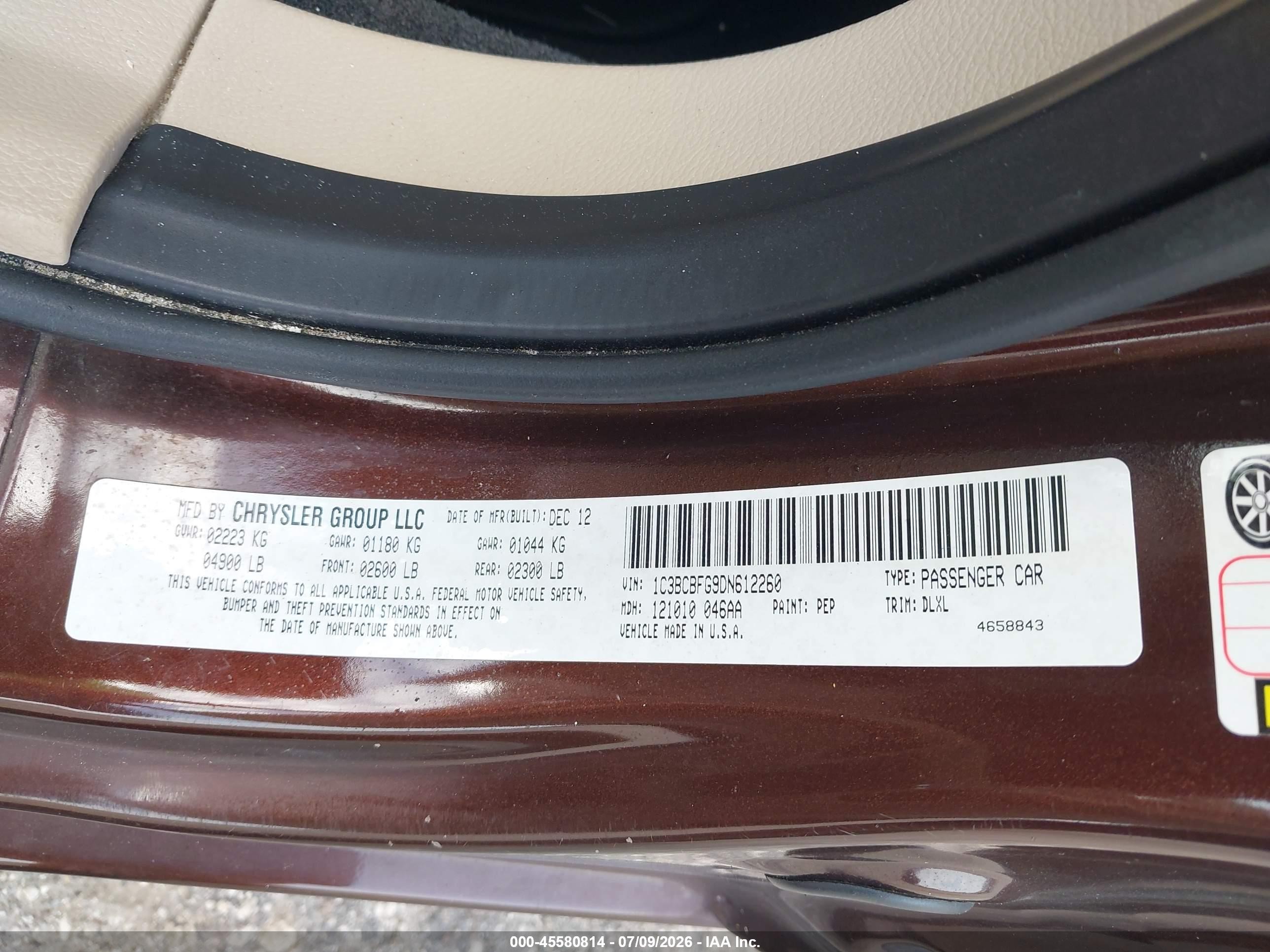 2013 Chrysler 200 Limited Brown vin: 1C3BCBFG9DN612260