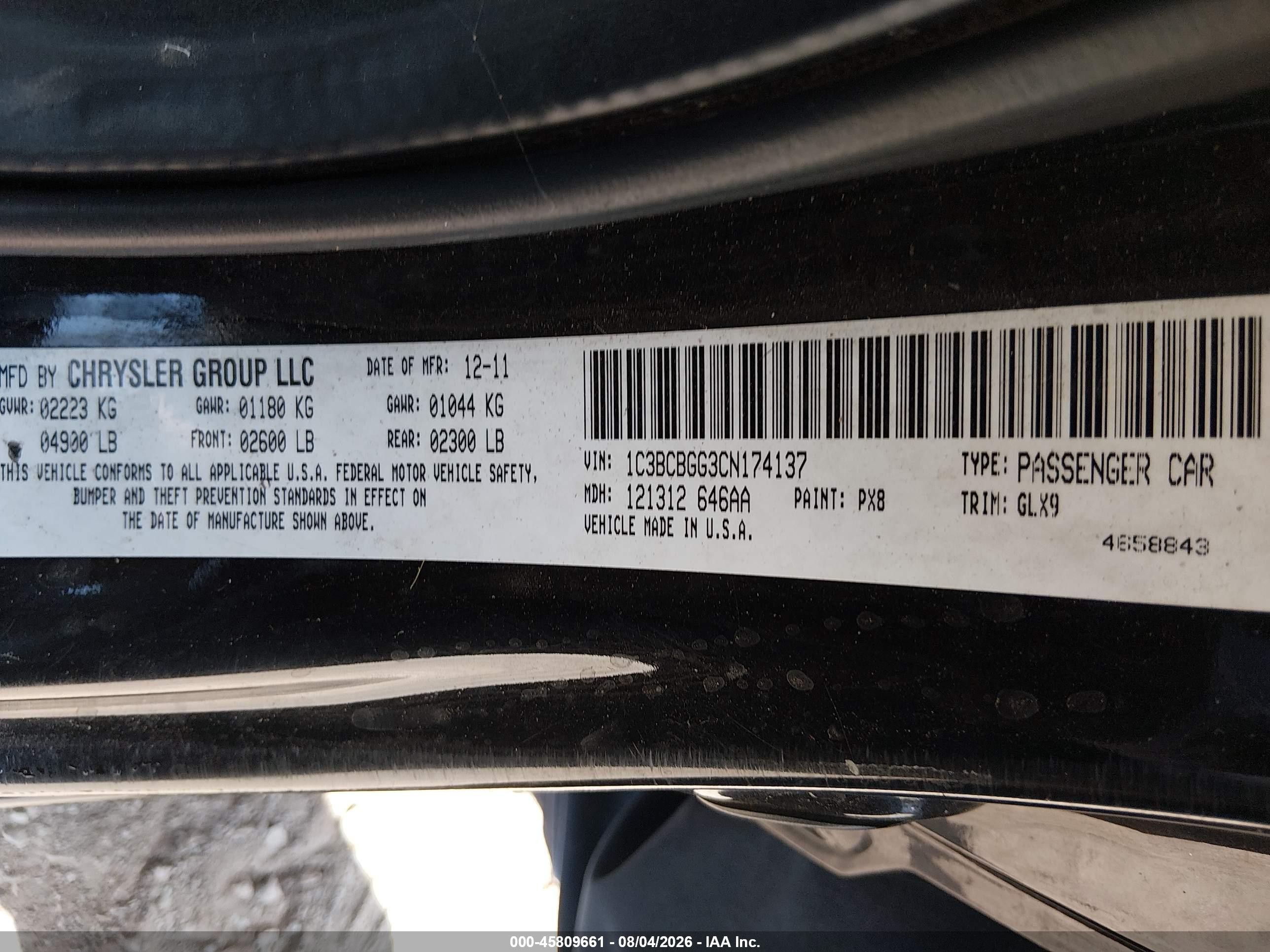 2012 Chrysler 200 S Черный vin: 1C3BCBGG3CN174137