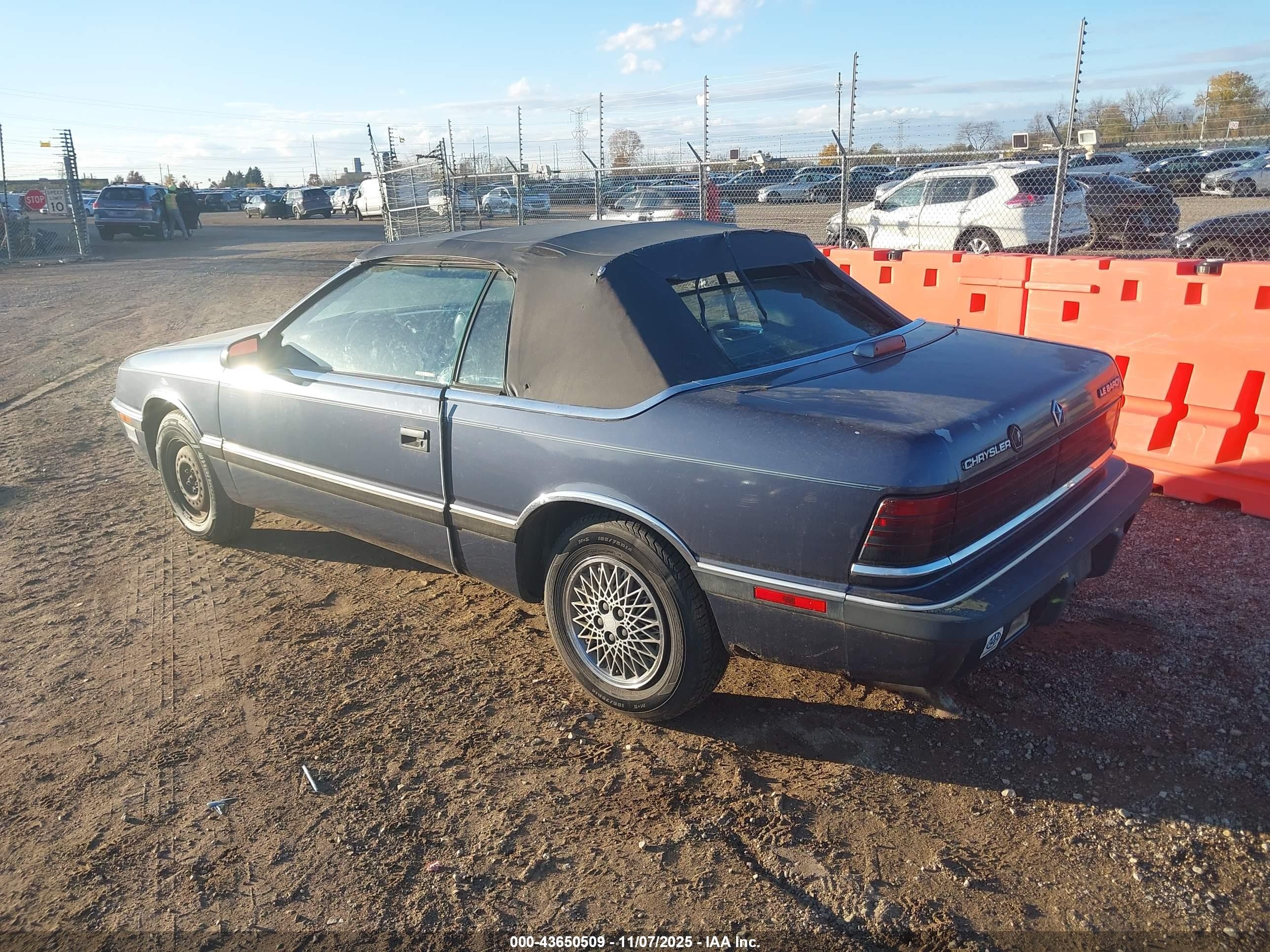 1987 Chrysler Lebaron Premium Синий vin: 1C3BJ55K6HG209506