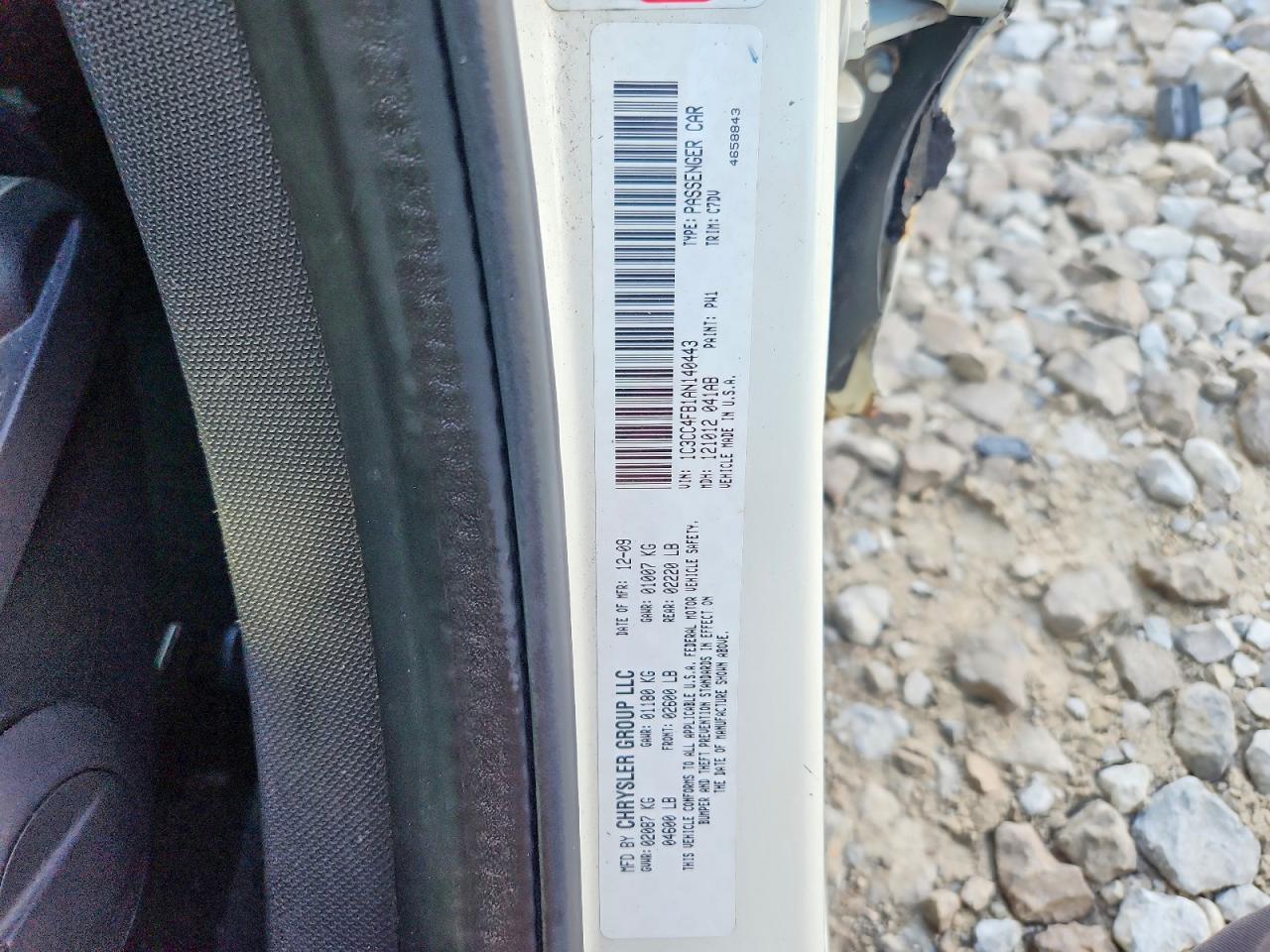 2010 Chrysler Sebring Touring White vin: 1C3CC4FB1AN140443