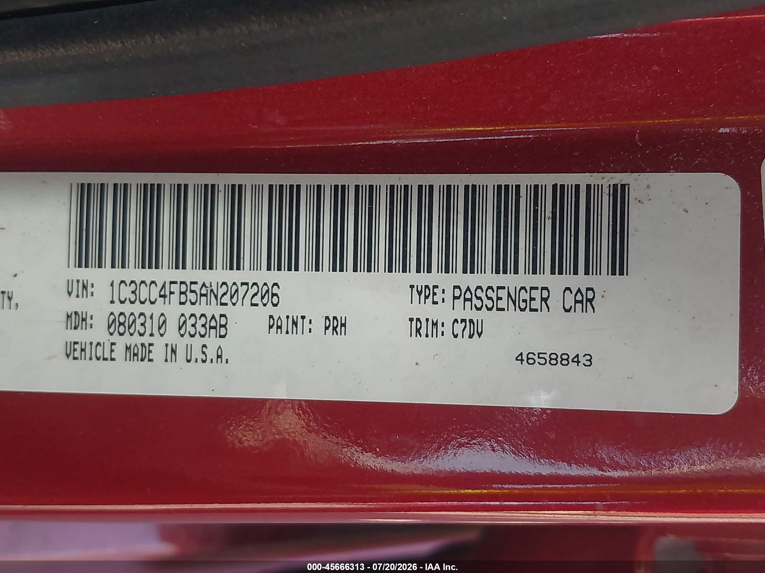 2010 Chrysler Sebring Touring Burgundy vin: 1C3CC4FB5AN207206