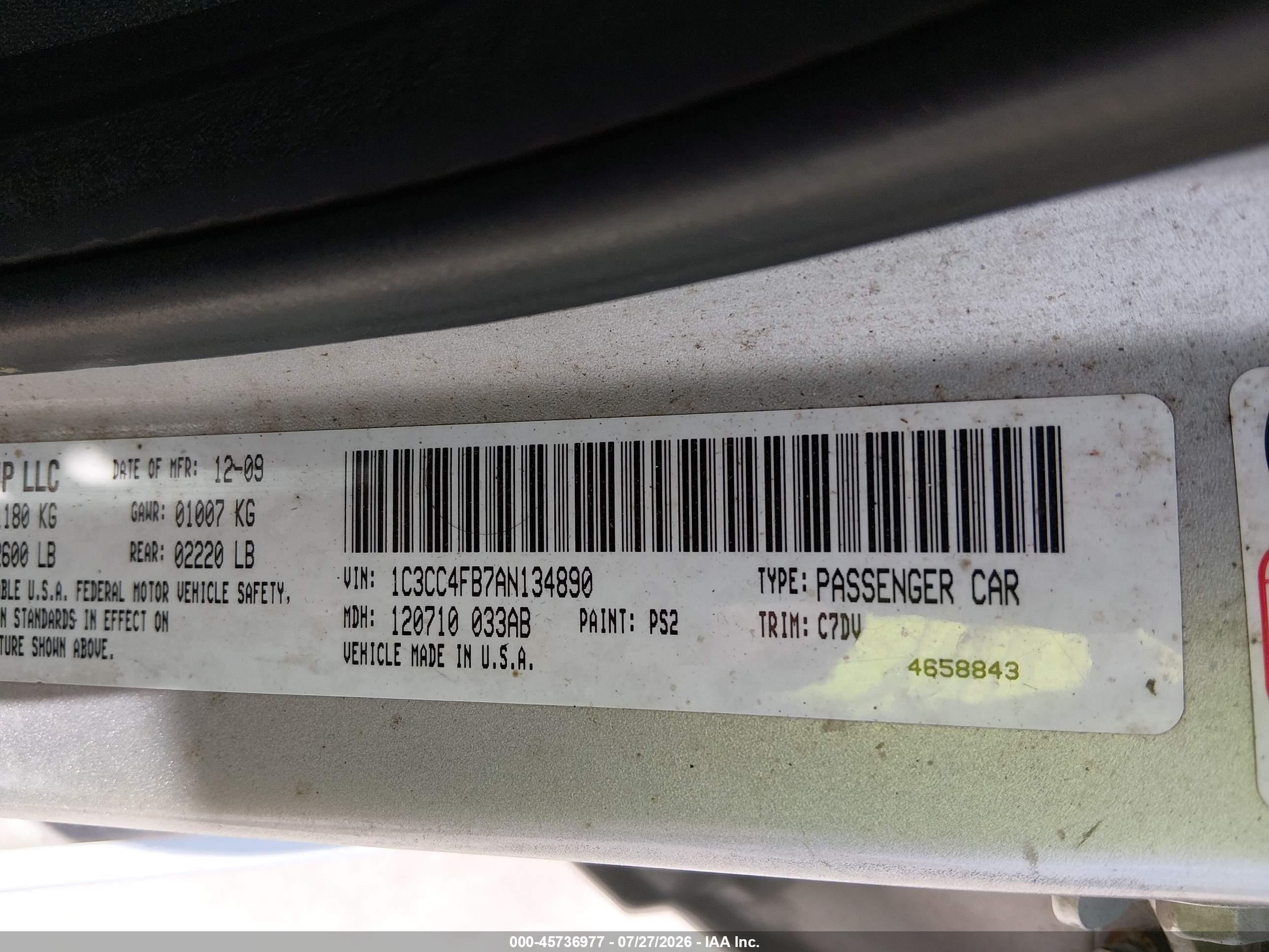 2010 Chrysler Sebring Touring Silver vin: 1C3CC4FB7AN134890