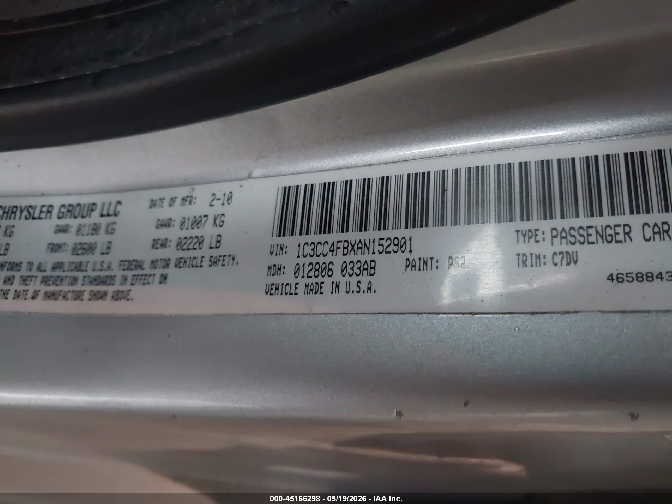 2010 Chrysler Sebring Touring Silver vin: 1C3CC4FBXAN152901