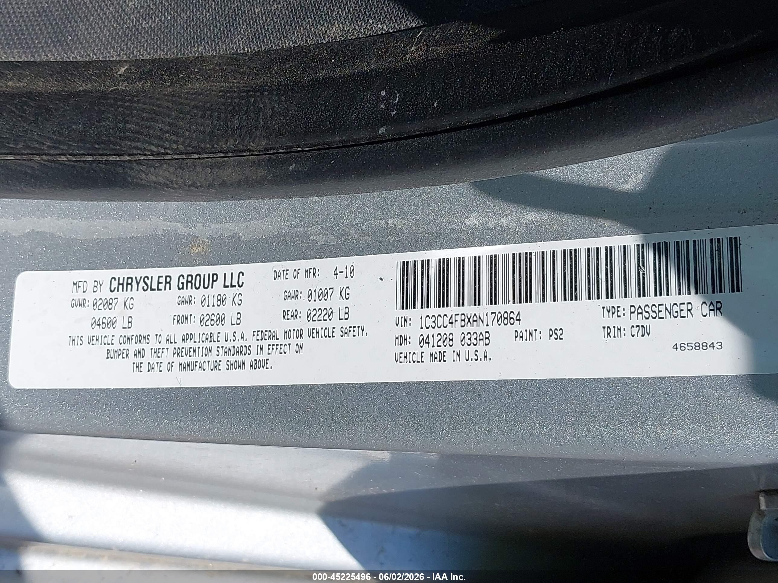 2010 Chrysler Sebring Touring Silver vin: 1C3CC4FBXAN170864
