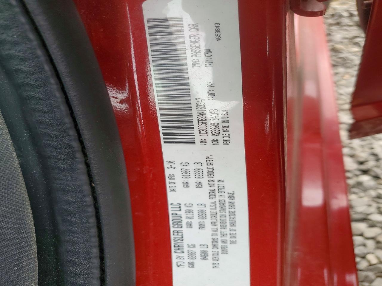2010 Chrysler Sebring Limited Burgundy vin: 1C3CC5FB2AN163347