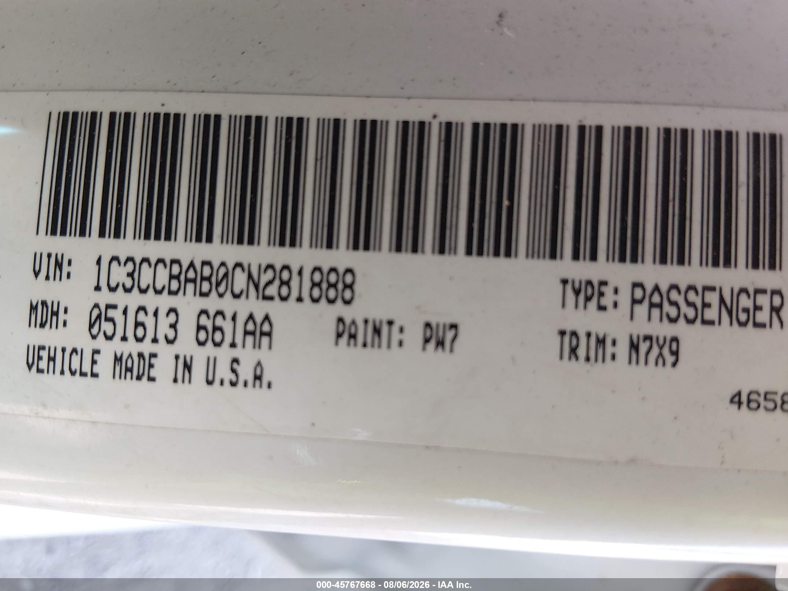 2012 Chrysler 200 Lx White vin: 1C3CCBAB0CN281888