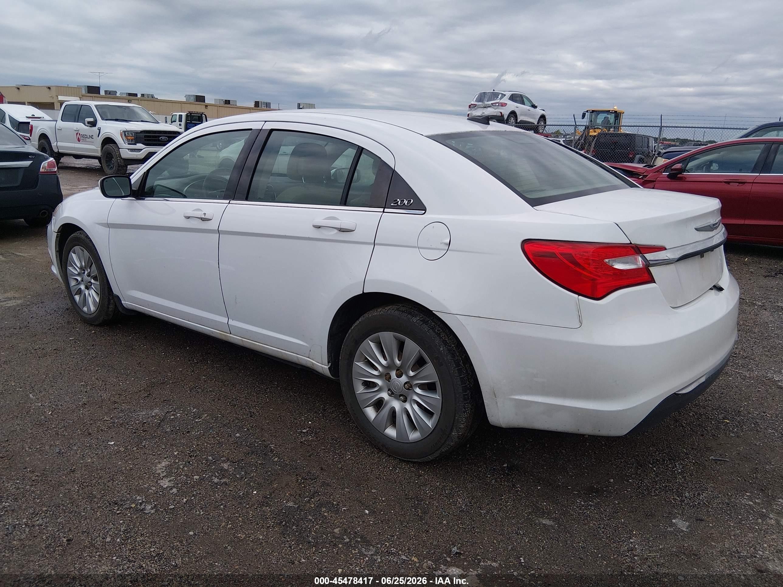 2014 Chrysler 200 Lx White vin: 1C3CCBAB1EN206264