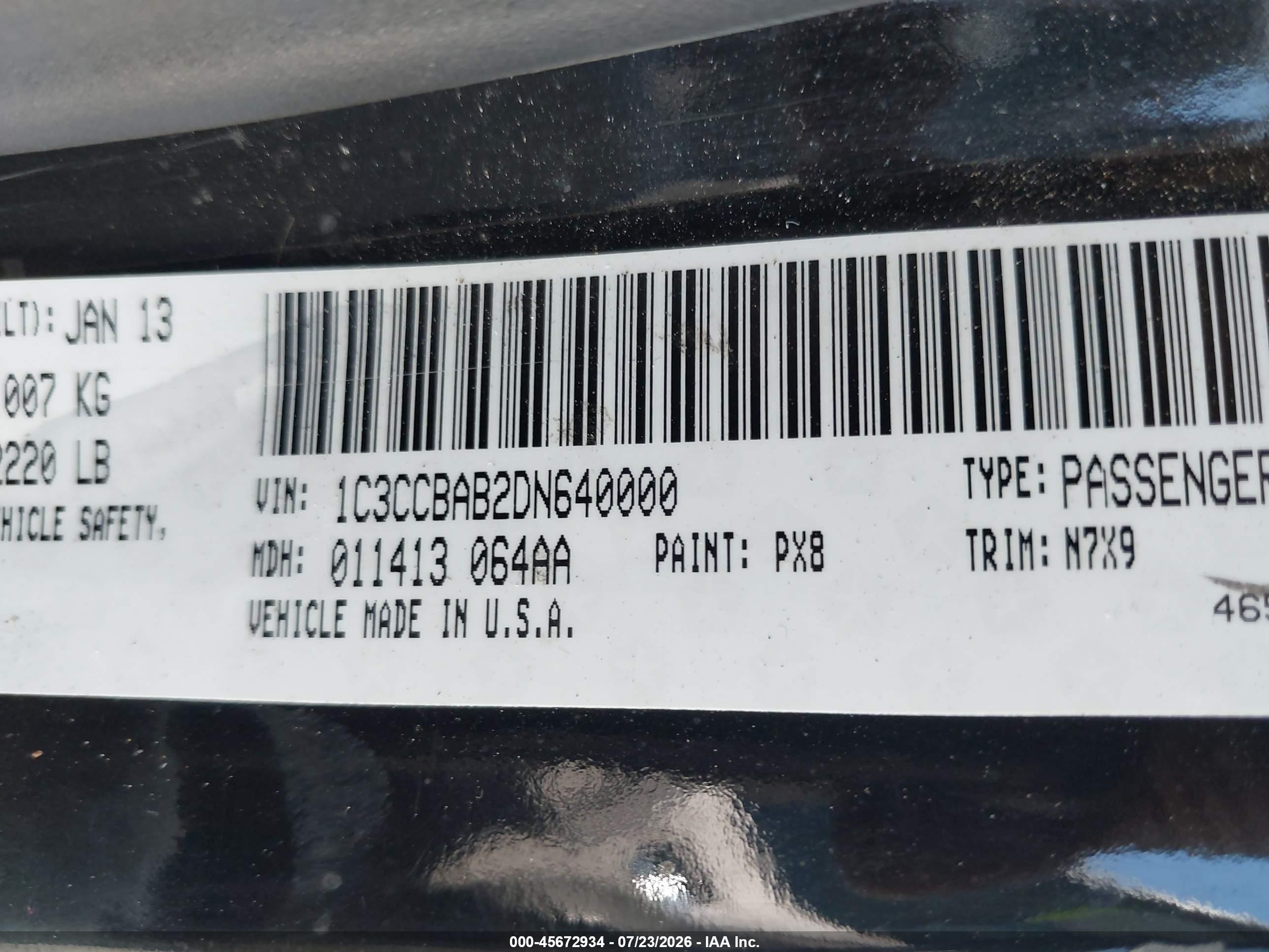 2013 Chrysler 200 Lx Black vin: 1C3CCBAB2DN640000