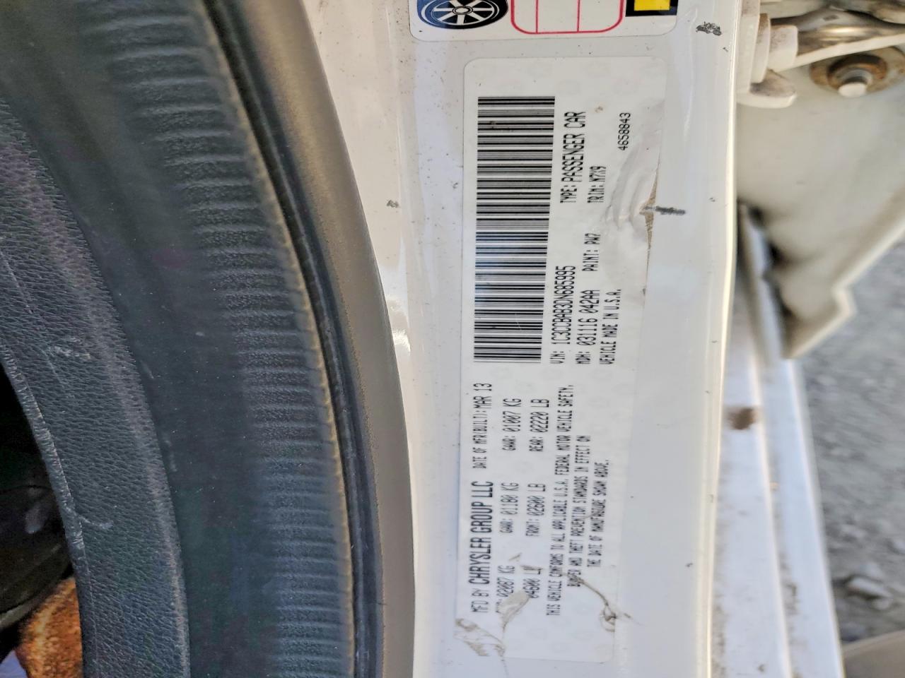 2013 Chrysler 200 Lx White vin: 1C3CCBAB3DN685995