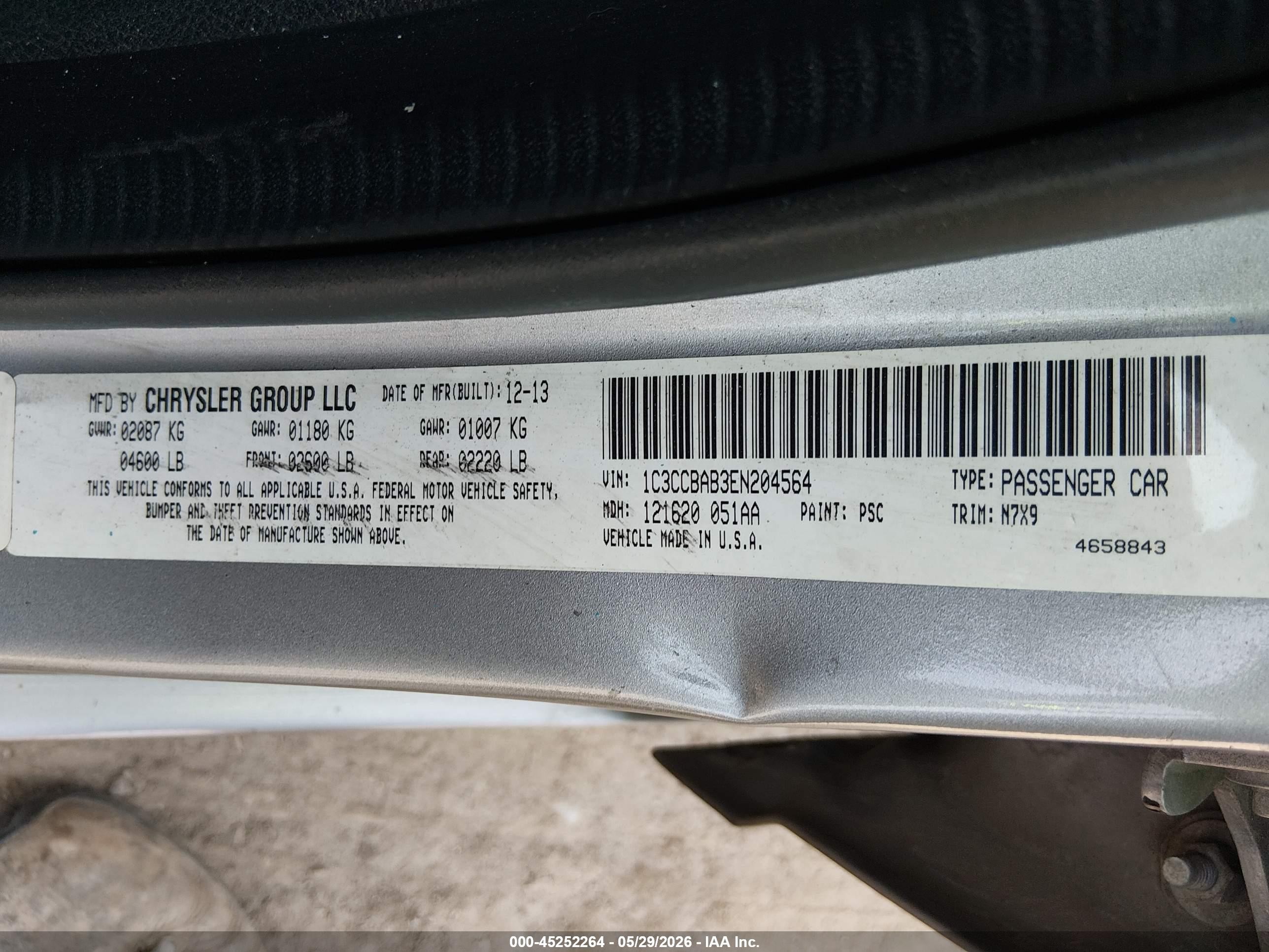 2014 Chrysler 200 Lx Silver vin: 1C3CCBAB3EN204564