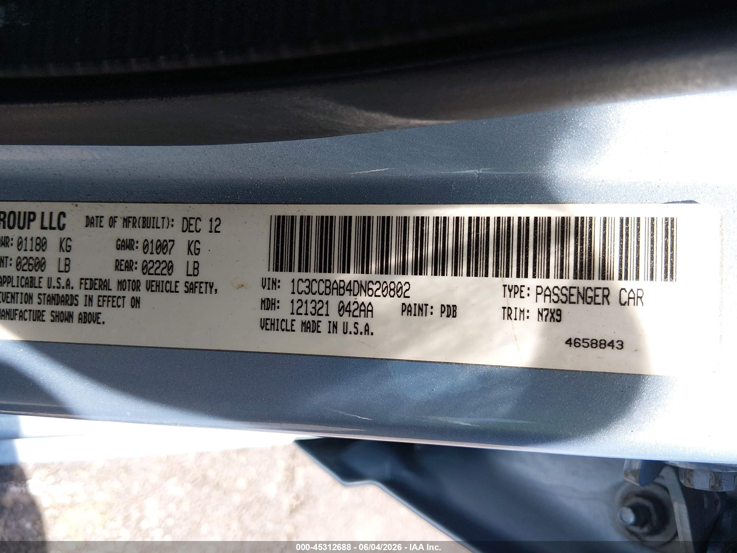 2013 Chrysler 200 Lx Blue vin: 1C3CCBAB4DN620802