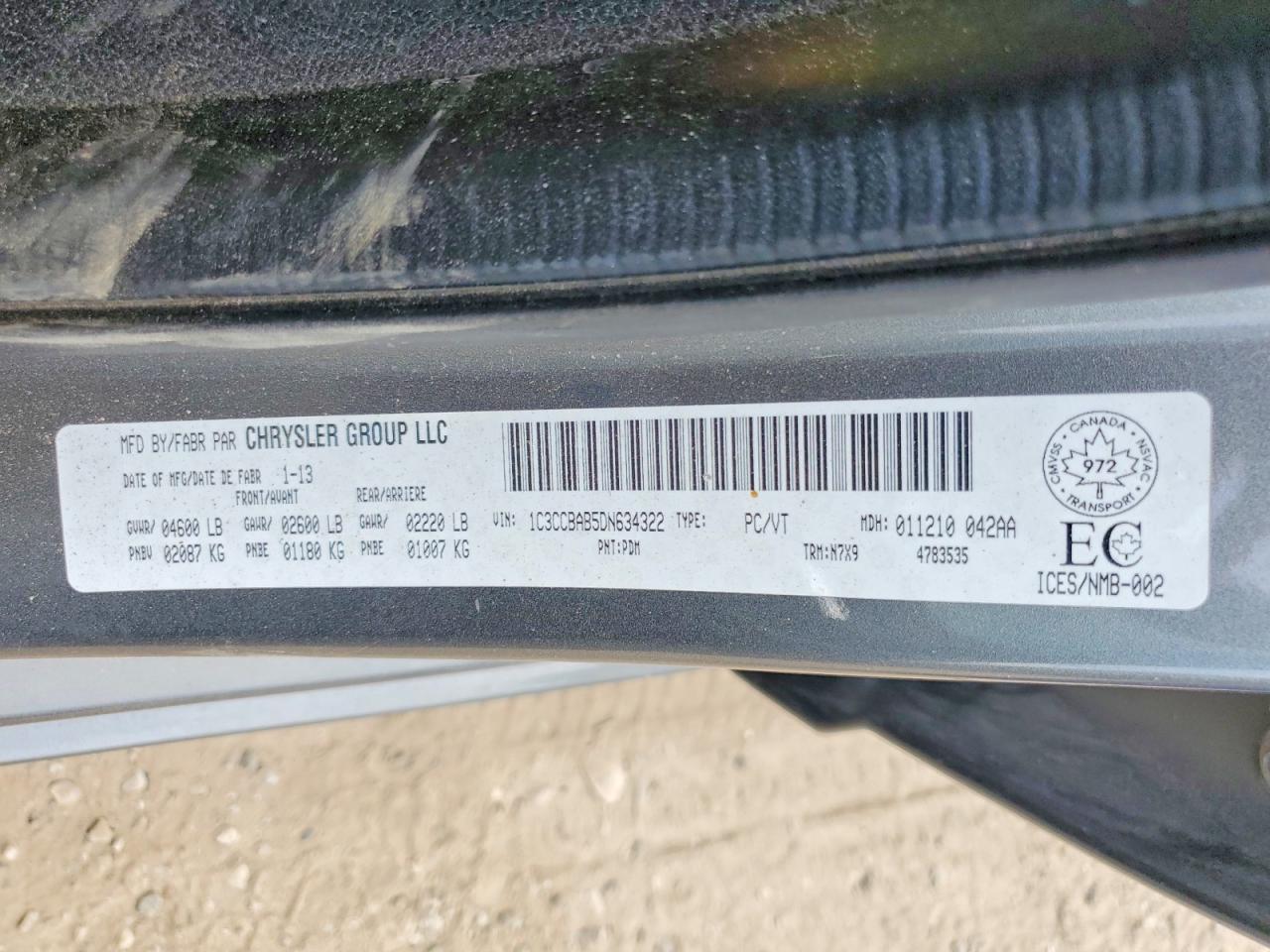 2013 Chrysler 200 Lx Gray vin: 1C3CCBAB5DN634322