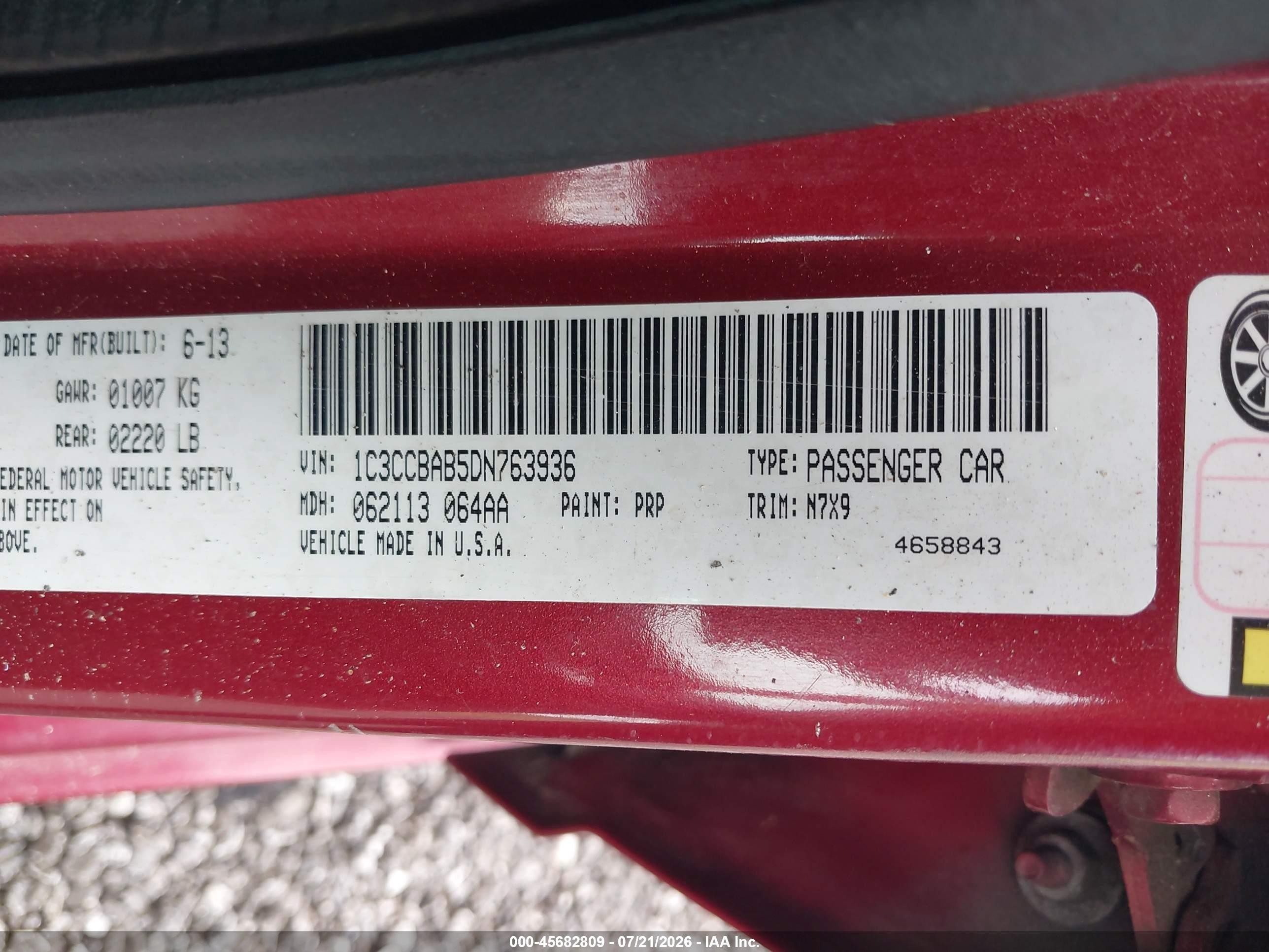 2013 Chrysler 200 Lx Burgundy vin: 1C3CCBAB5DN763936