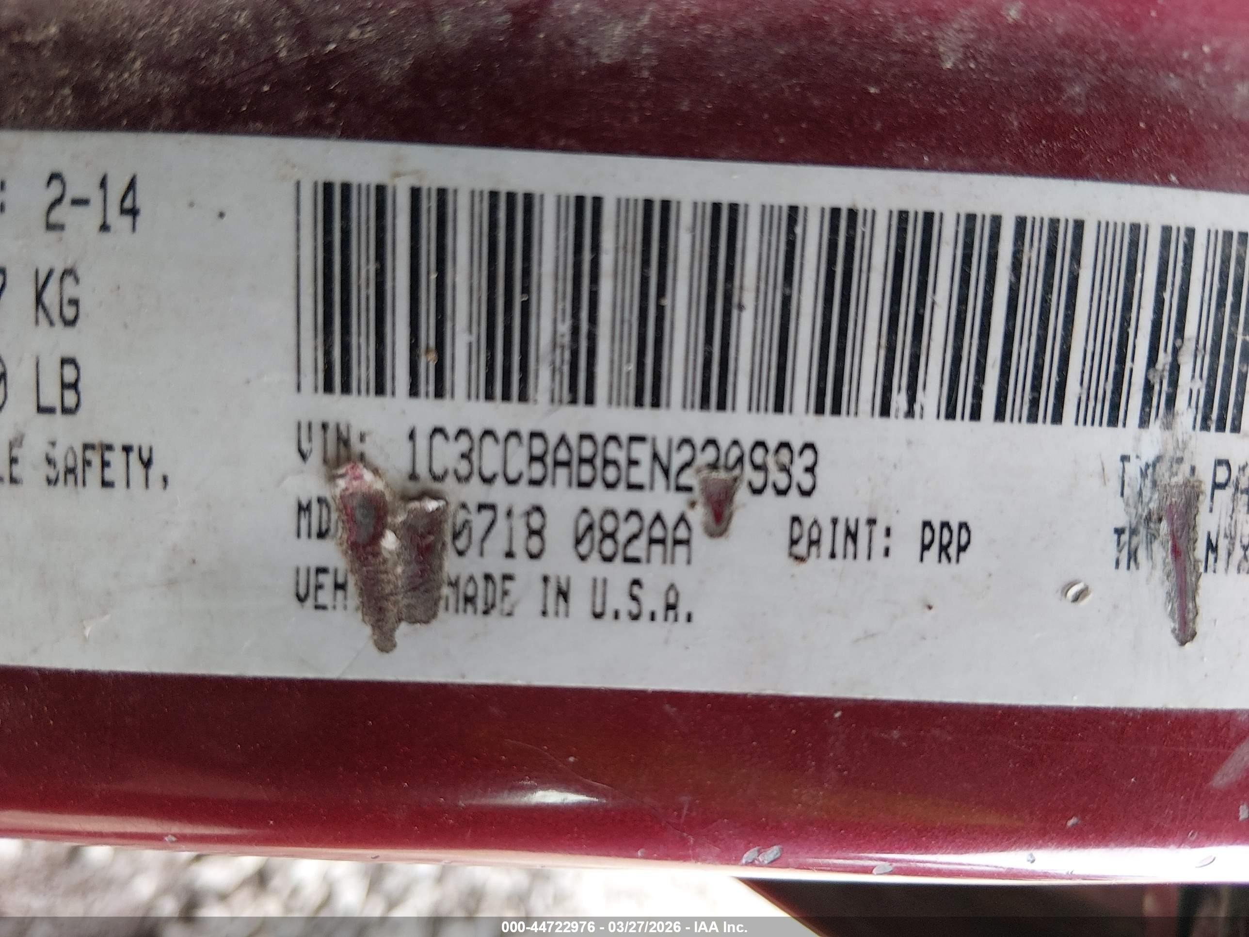 2014 Chrysler 200 Lx Burgundy vin: 1C3CCBAB6EN230933
