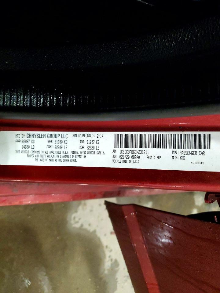 2014 Chrysler 200 Lx Red vin: 1C3CCBAB6EN231211
