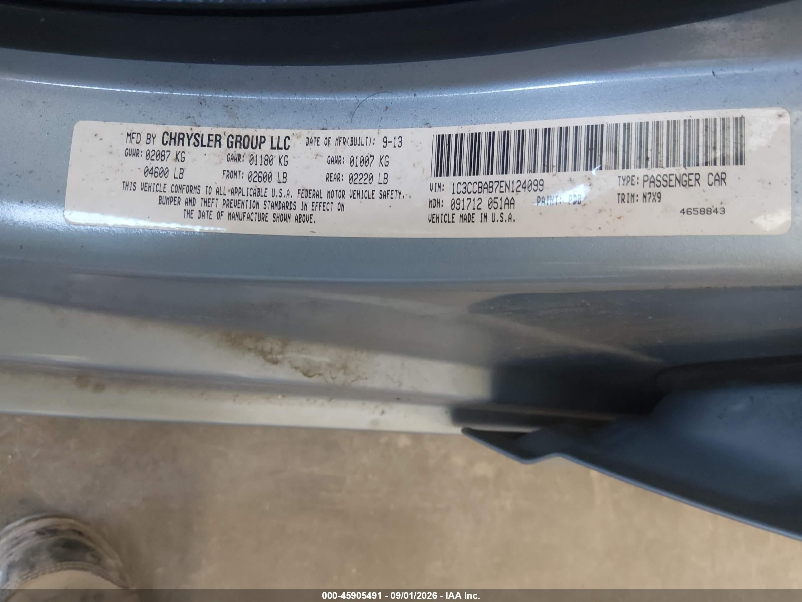 2014 Chrysler 200 Lx Light Blue vin: 1C3CCBAB7EN124099