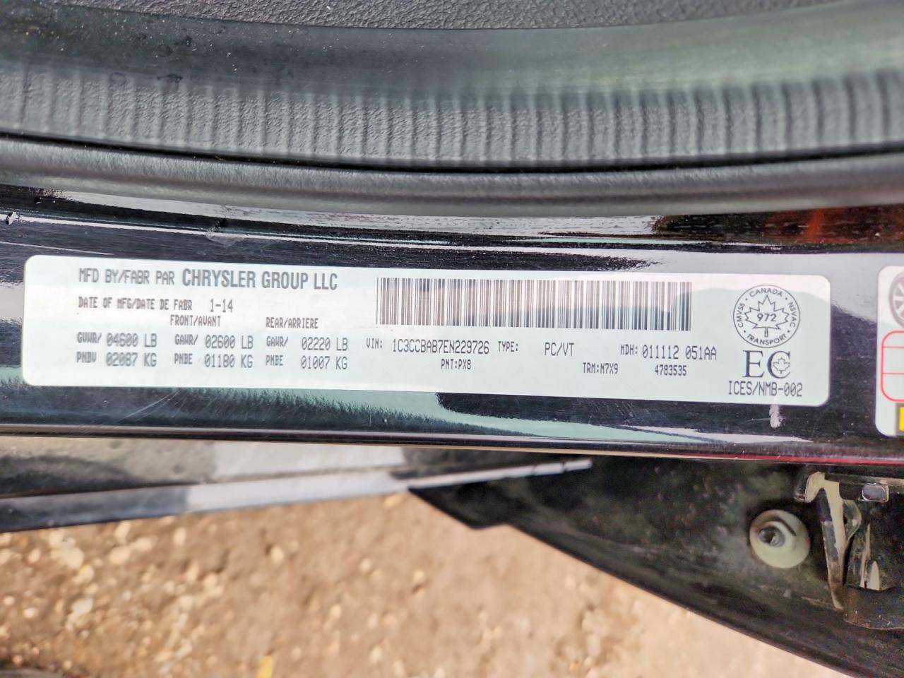 2014 Chrysler 200 Lx Black vin: 1C3CCBAB7EN229726