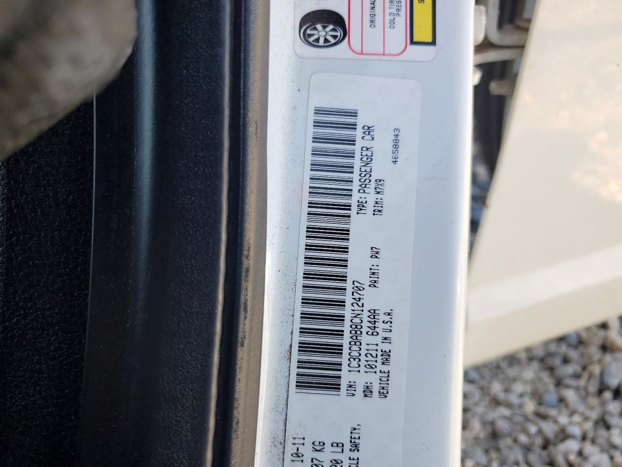 2012 Chrysler 200 Lx White vin: 1C3CCBAB8CN124707