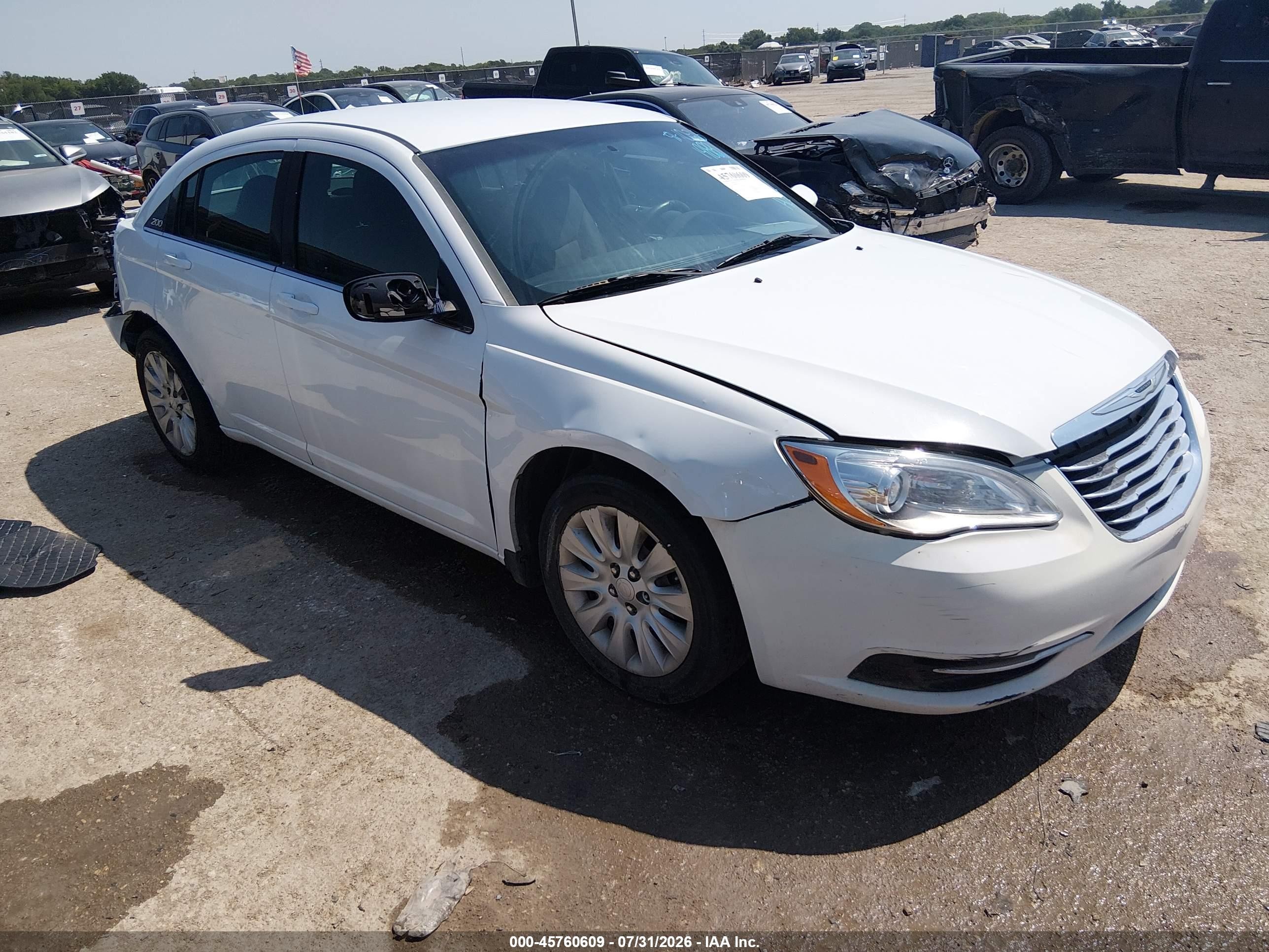 2012 Chrysler 200 Lx White vin: 1C3CCBAB8CN191954
