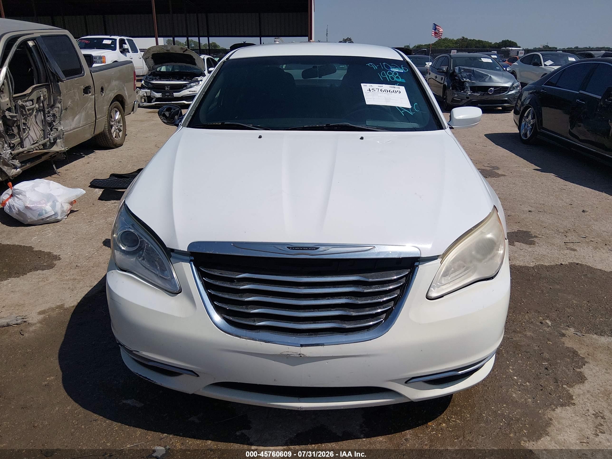 2012 Chrysler 200 Lx White vin: 1C3CCBAB8CN191954
