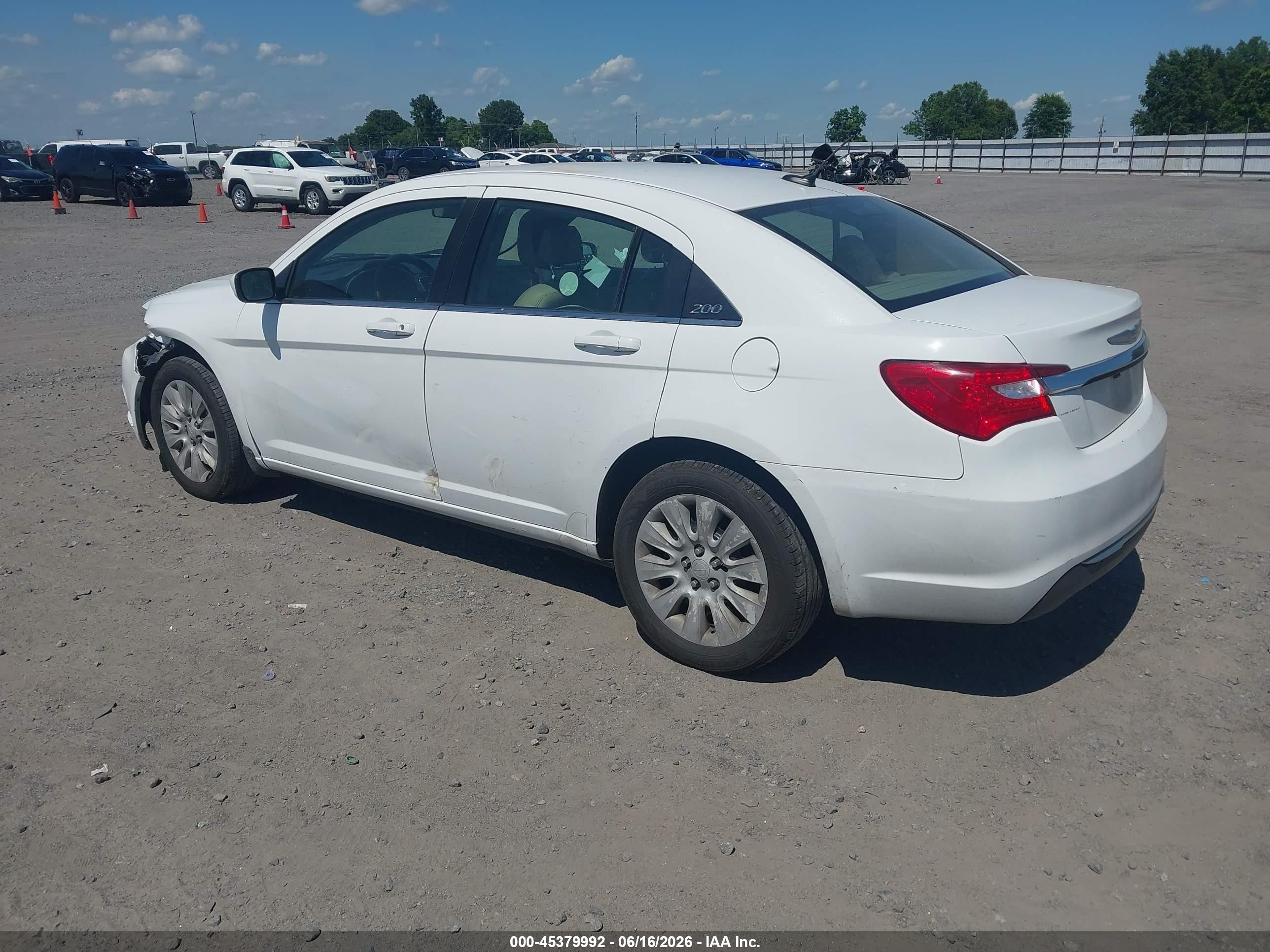 2012 Chrysler 200 Lx White vin: 1C3CCBAB8CN292461