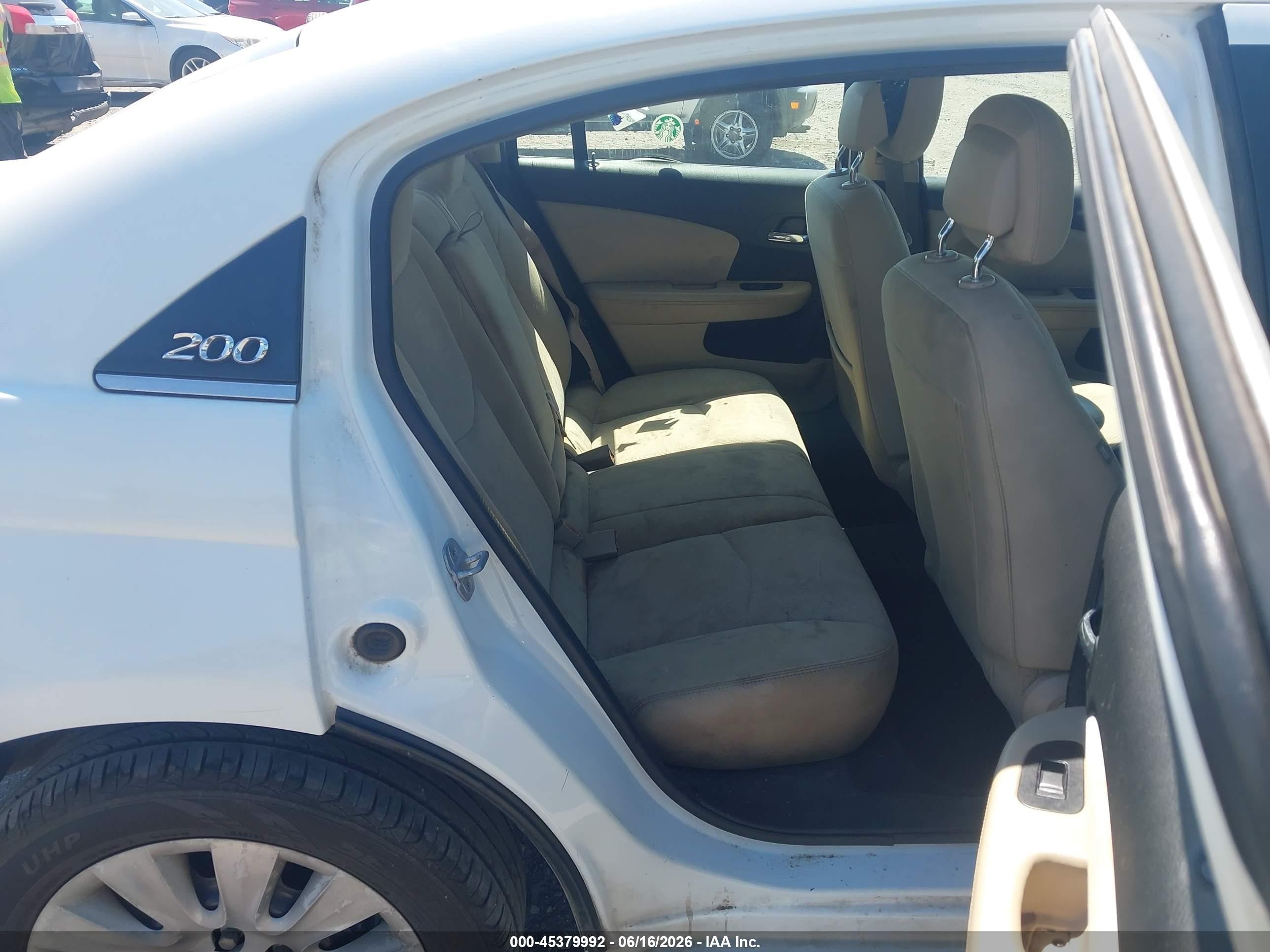 2012 Chrysler 200 Lx White vin: 1C3CCBAB8CN292461