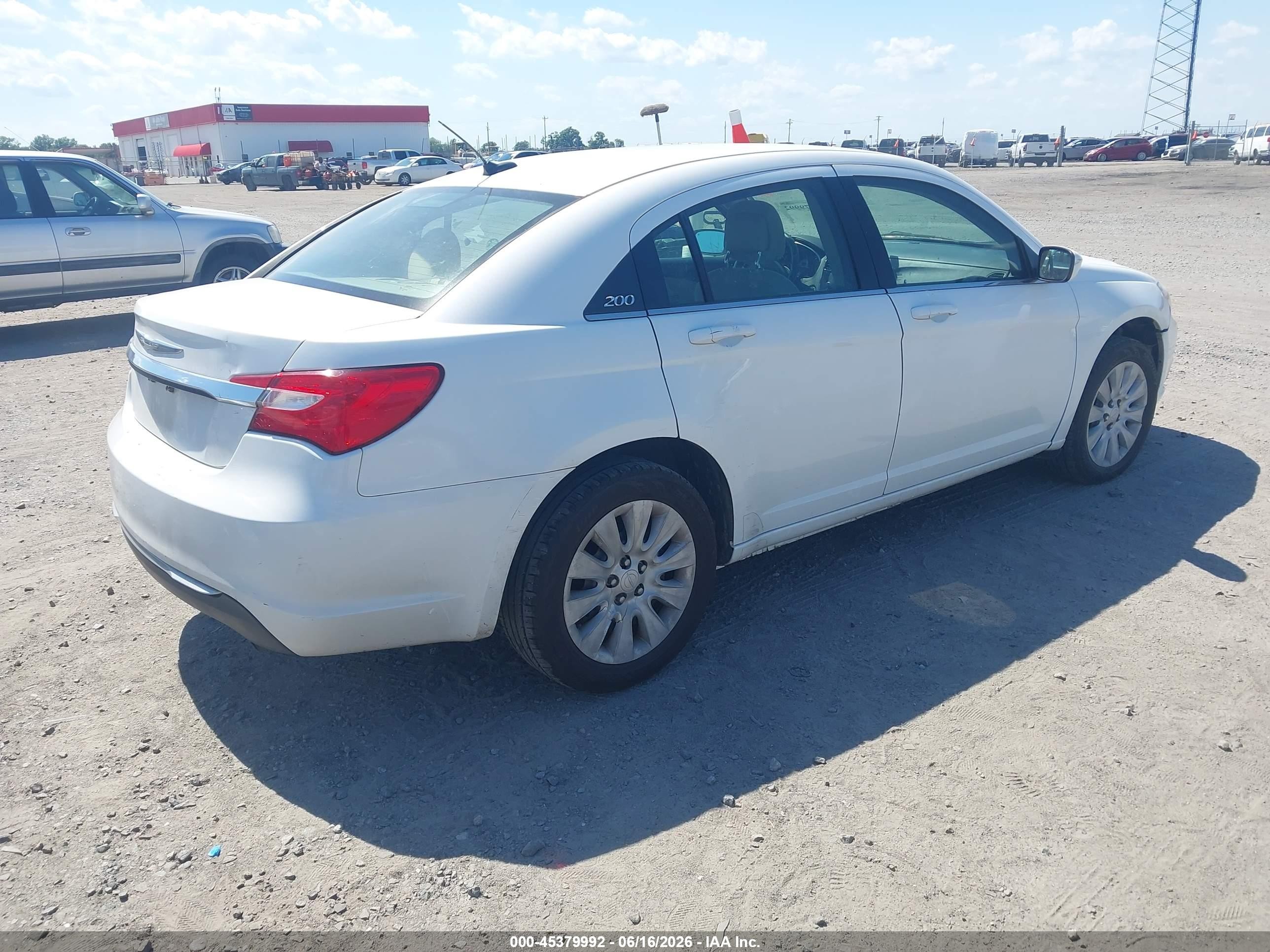 2012 Chrysler 200 Lx White vin: 1C3CCBAB8CN292461