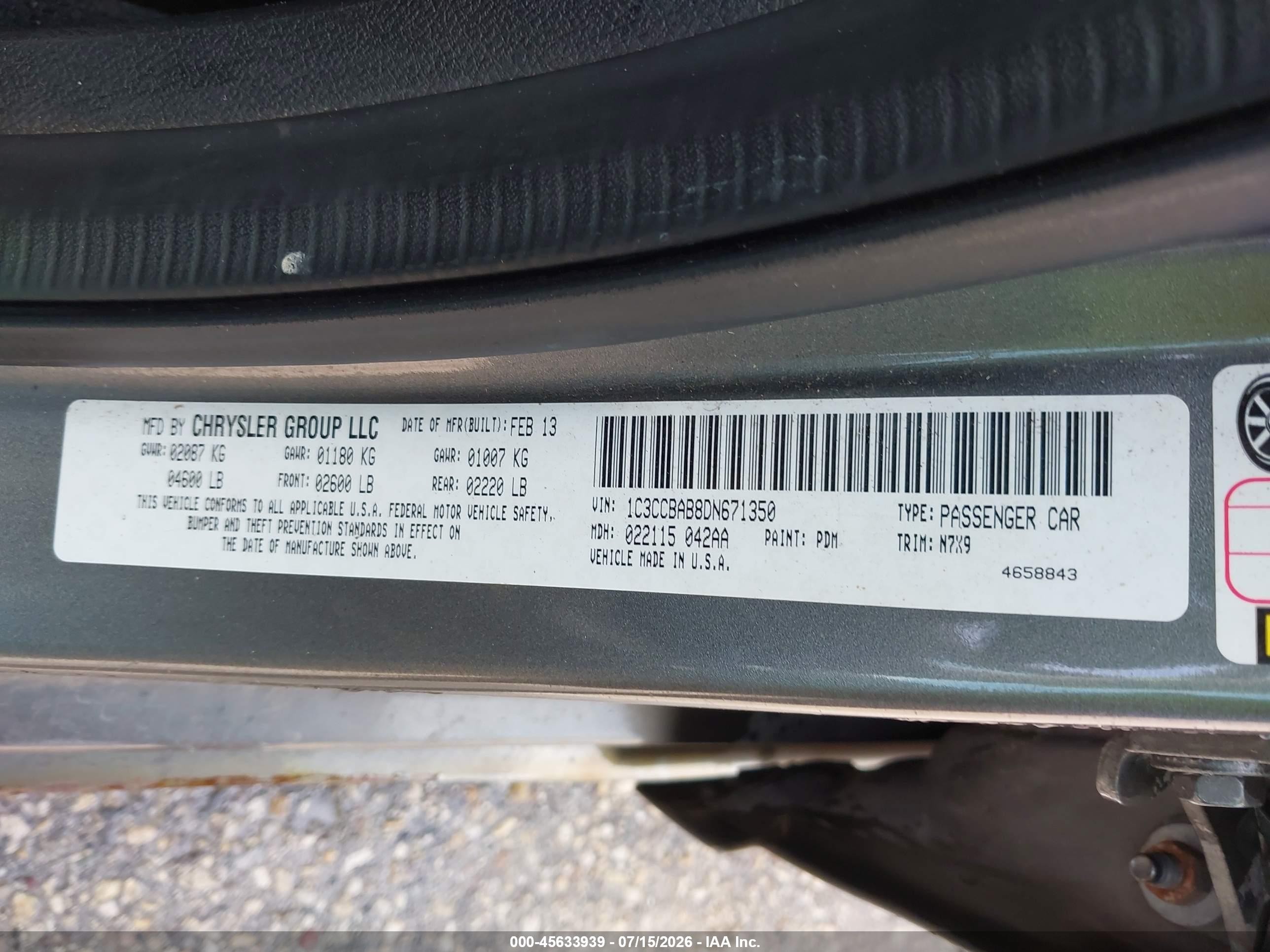 2013 Chrysler 200 Lx Gray vin: 1C3CCBAB8DN671350