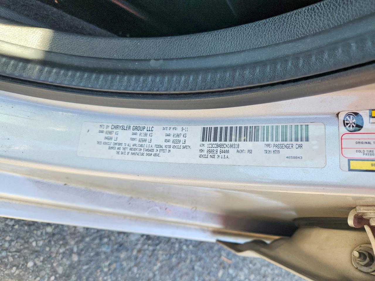 2012 Chrysler 200 Lx Silver vin: 1C3CCBAB9CN100318