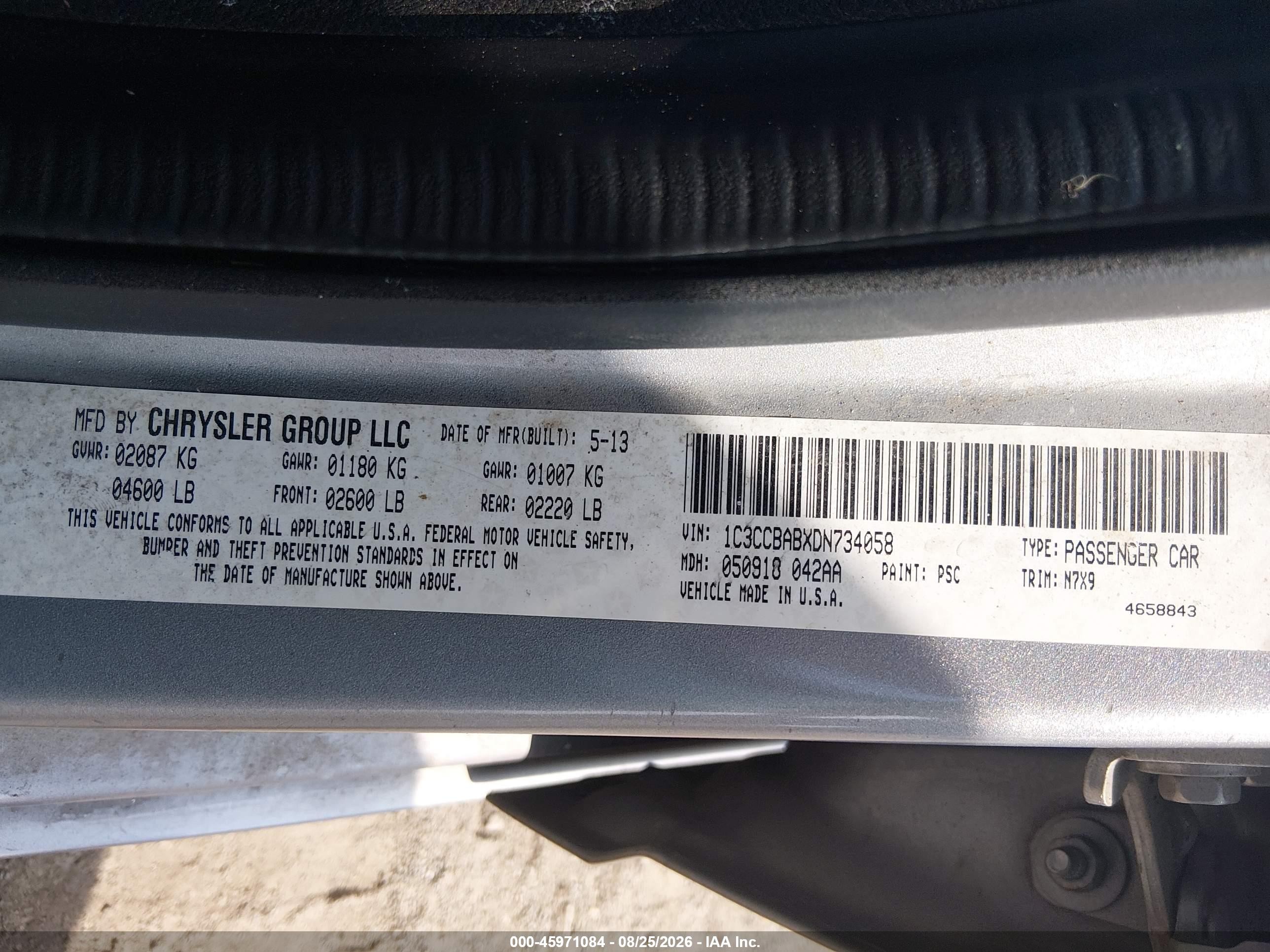 2013 Chrysler 200 Lx Gray vin: 1C3CCBABXDN734058