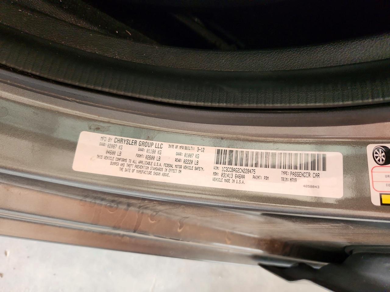 2012 Chrysler 200 Lx Gray vin: 1C3CCBAG2CN228475