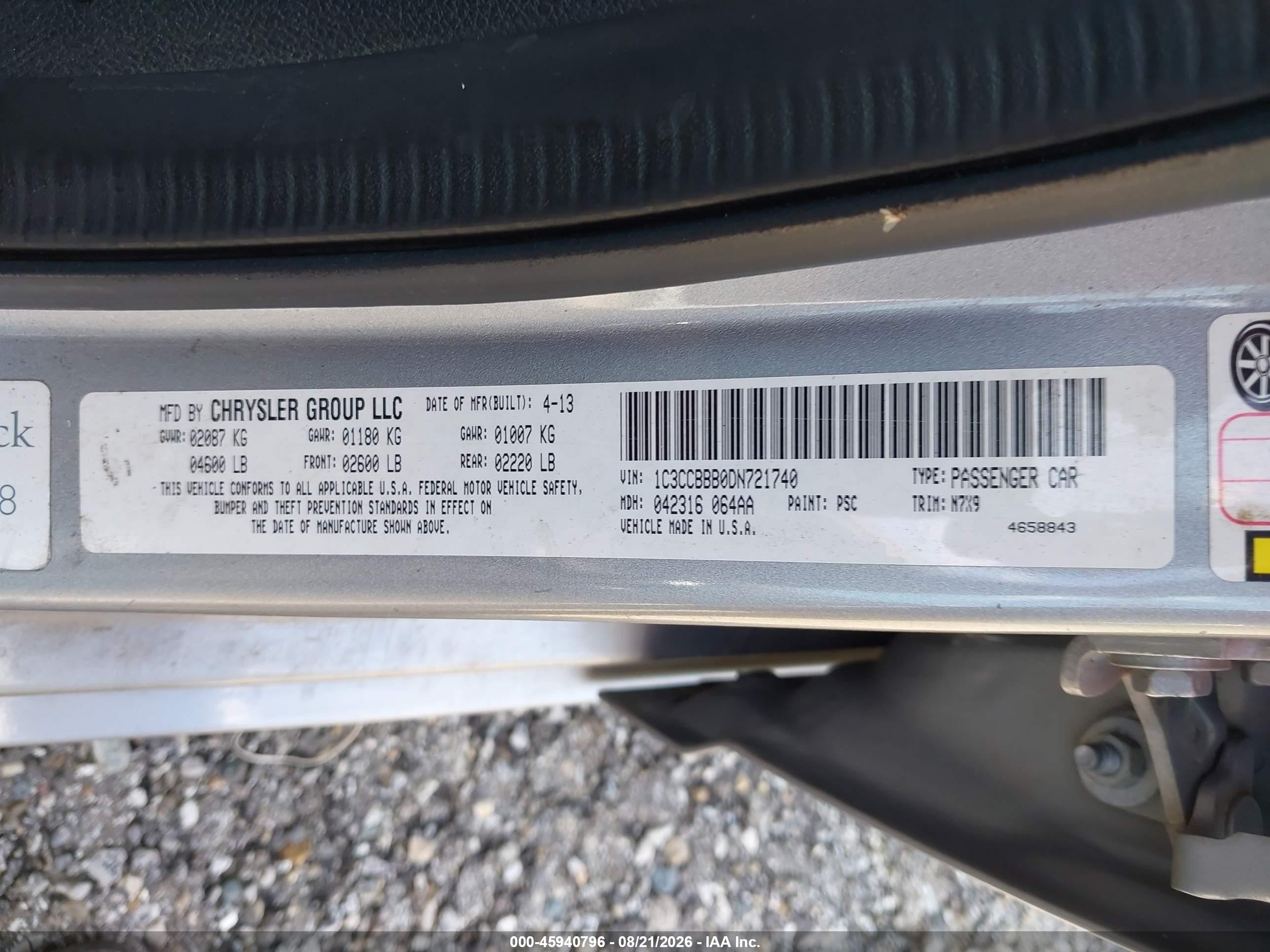 2013 Chrysler 200 Touring Silver vin: 1C3CCBBB0DN721740