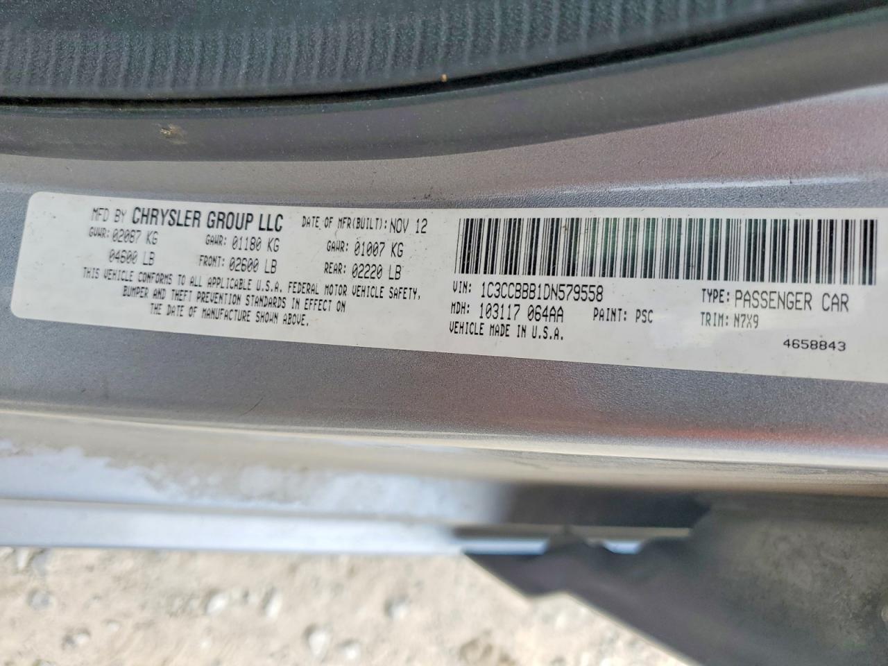 2013 Chrysler 200 Touring Silver vin: 1C3CCBBB1DN579558