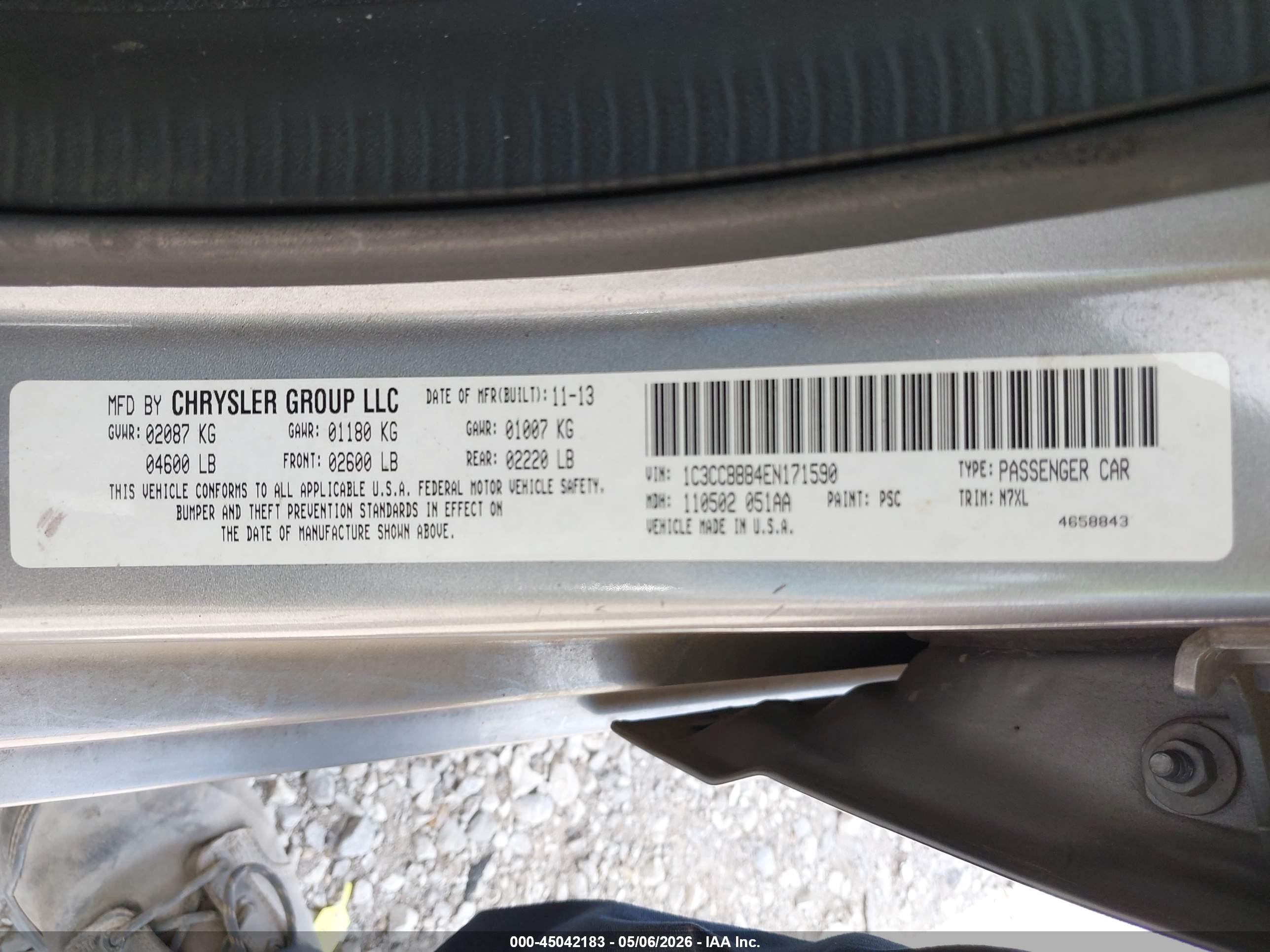 2014 Chrysler 200 Touring Silver vin: 1C3CCBBB4EN171590