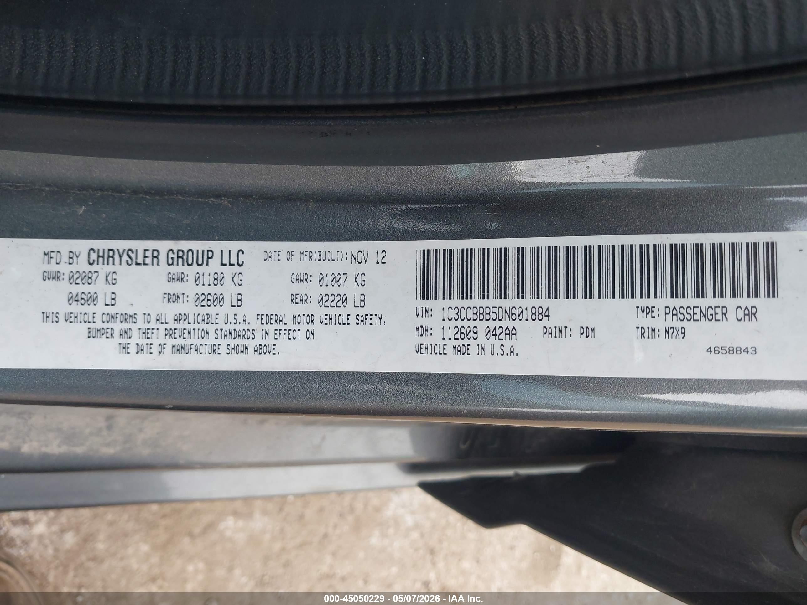 2013 Chrysler 200 Touring Gray vin: 1C3CCBBB5DN601884