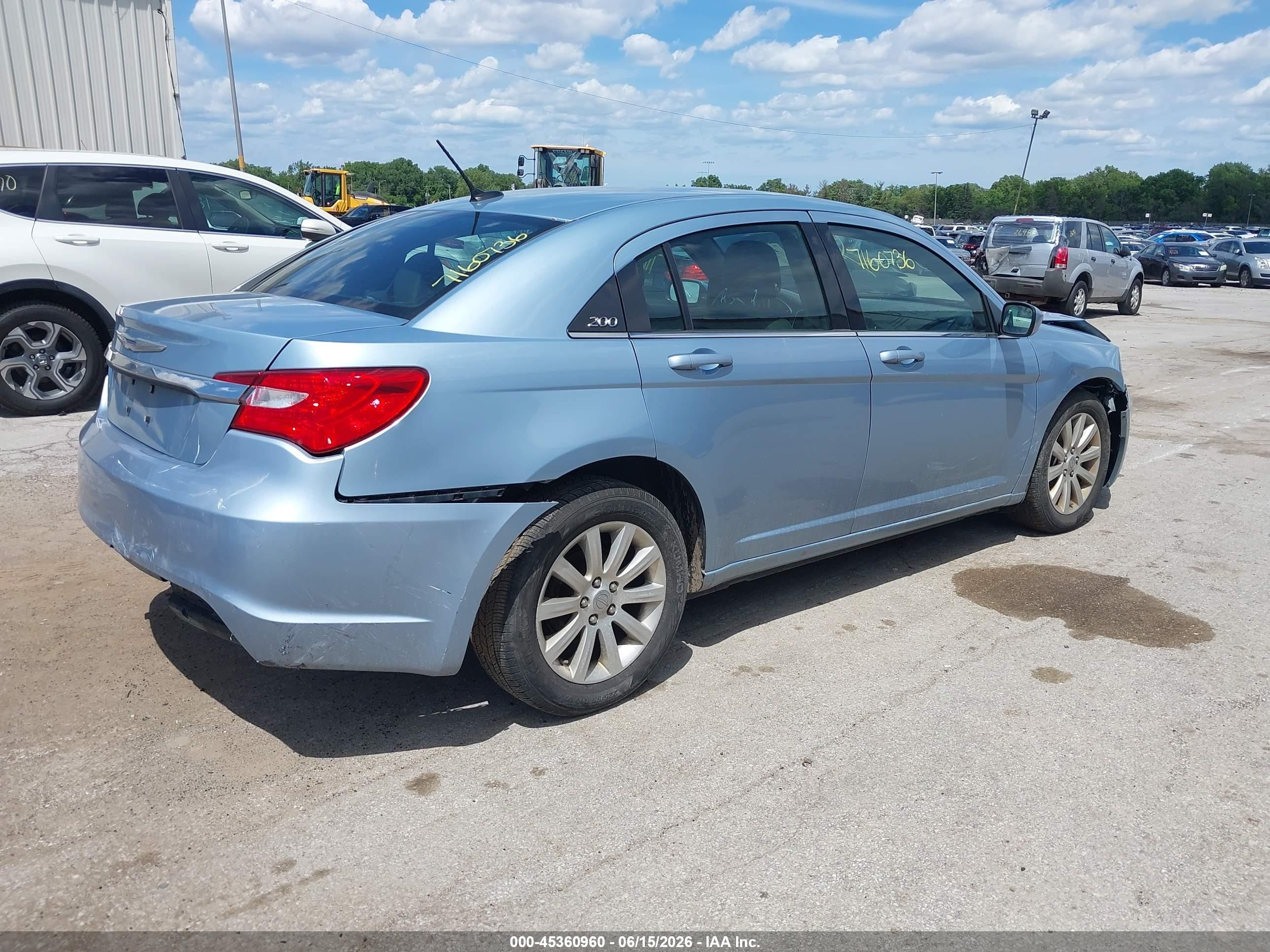 2012 Chrysler 200 Touring Light Blue vin: 1C3CCBBB6CN164167