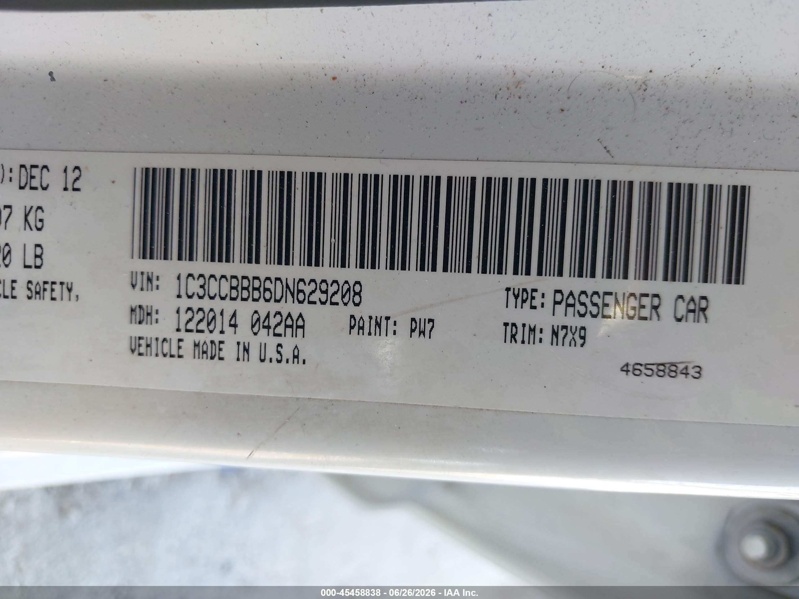 2013 Chrysler 200 Touring White vin: 1C3CCBBB6DN629208