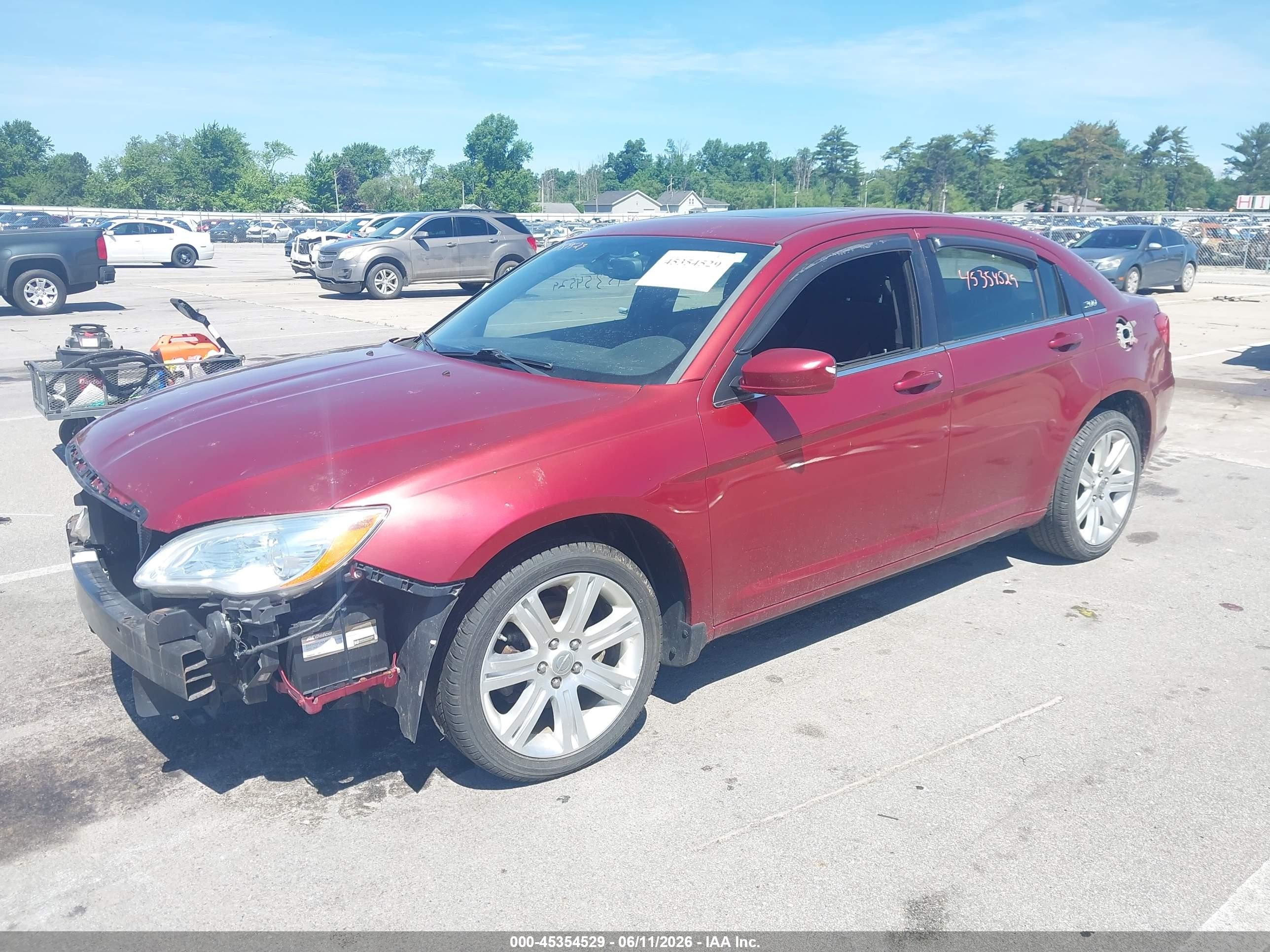 2012 Chrysler 200 Touring Red vin: 1C3CCBBB7CN131095